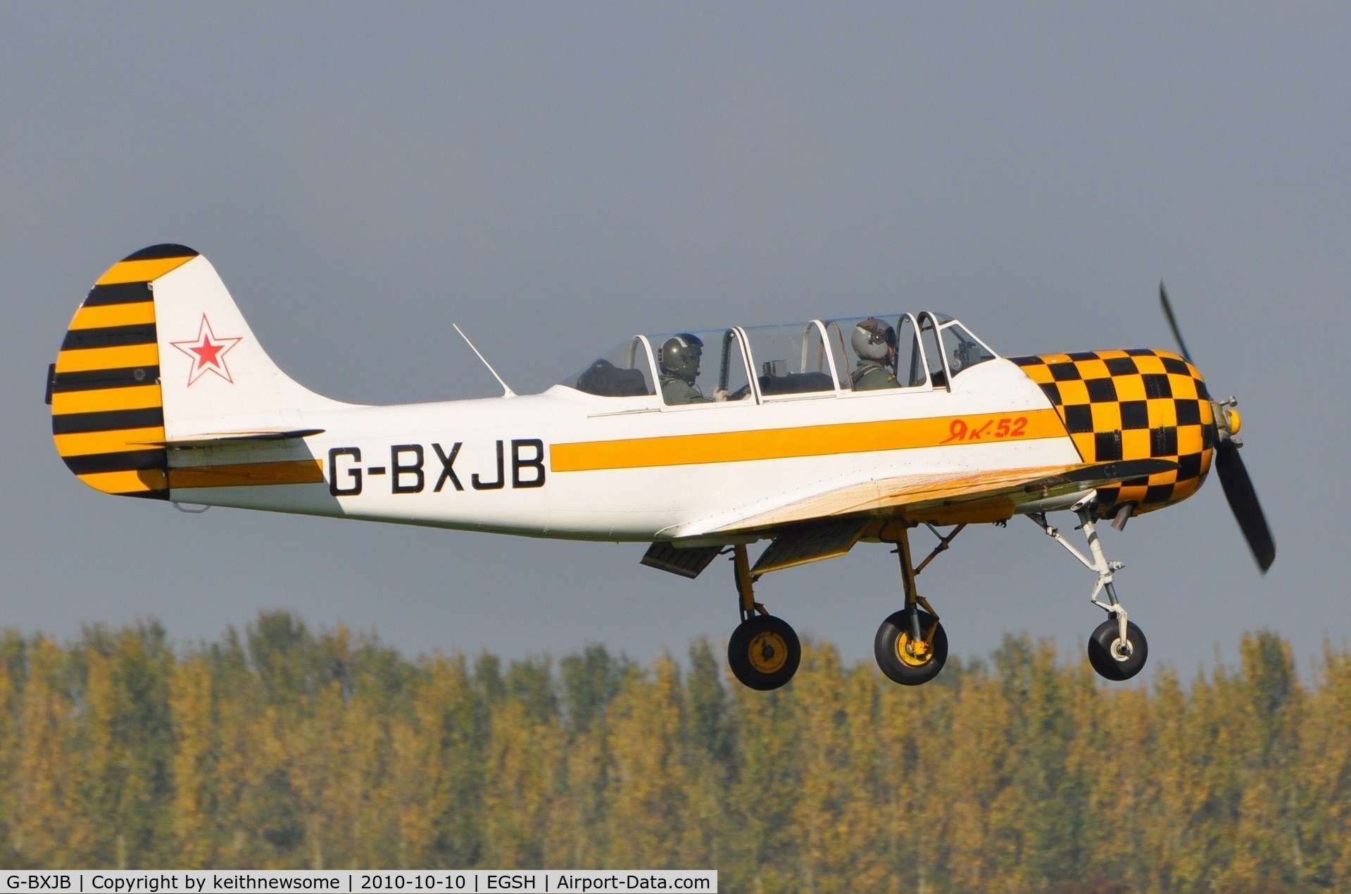 G-BXJB, 1987 Bacau Yak-52 C/N 877403, A regular visitor in 2010 !