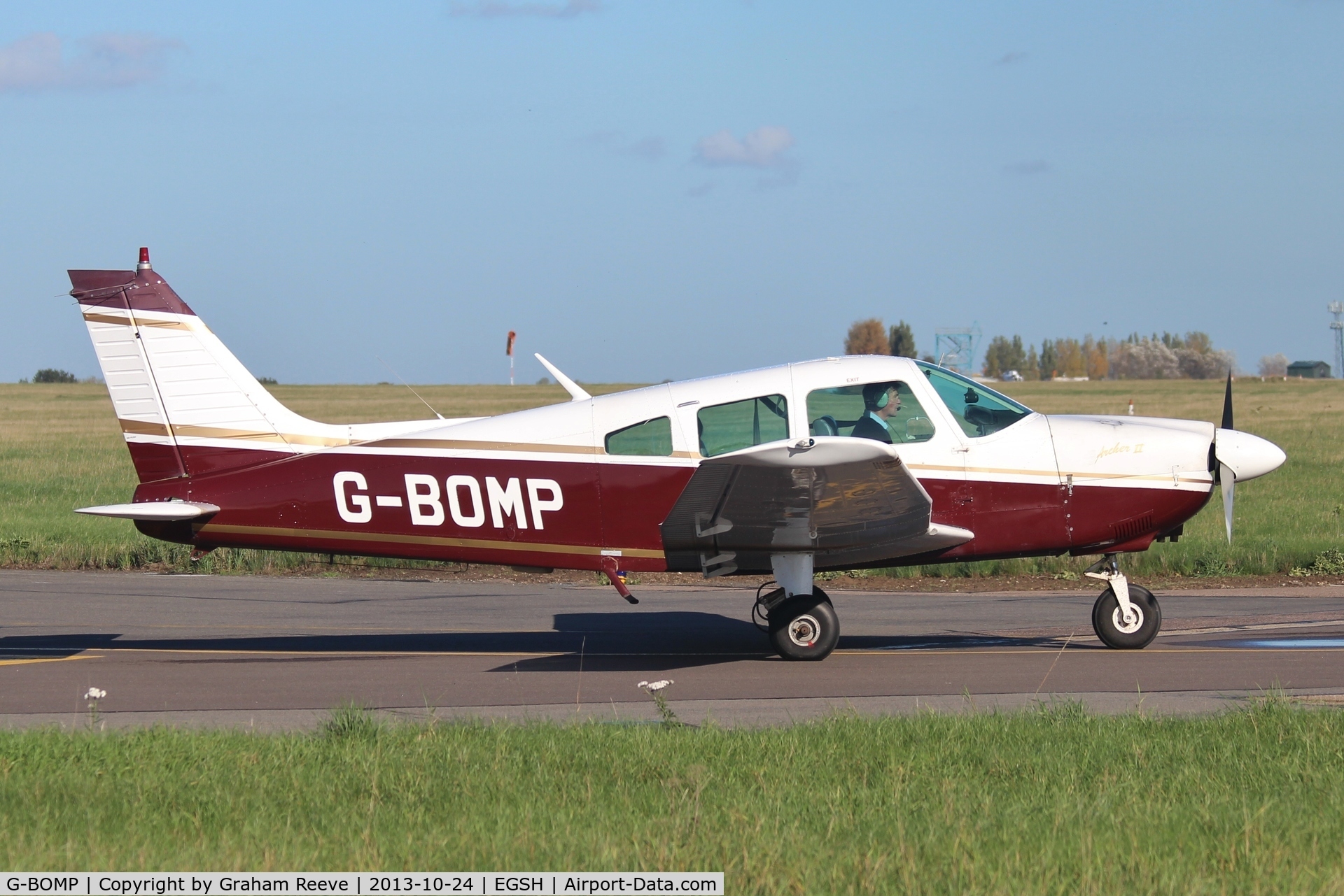 G-BOMP, 1977 Piper PA-28-181 Cherokee Archer II C/N 28-7790249, About to depart.