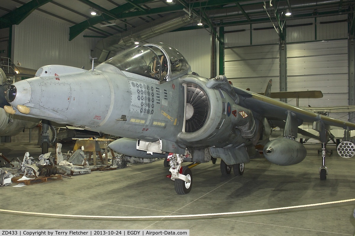 ZD433, 1989 British Aerospace Harrier GR.7 C/N P45, Open Day at Cobham Hall , Fleet Air Arm Museum at Yeovilton
