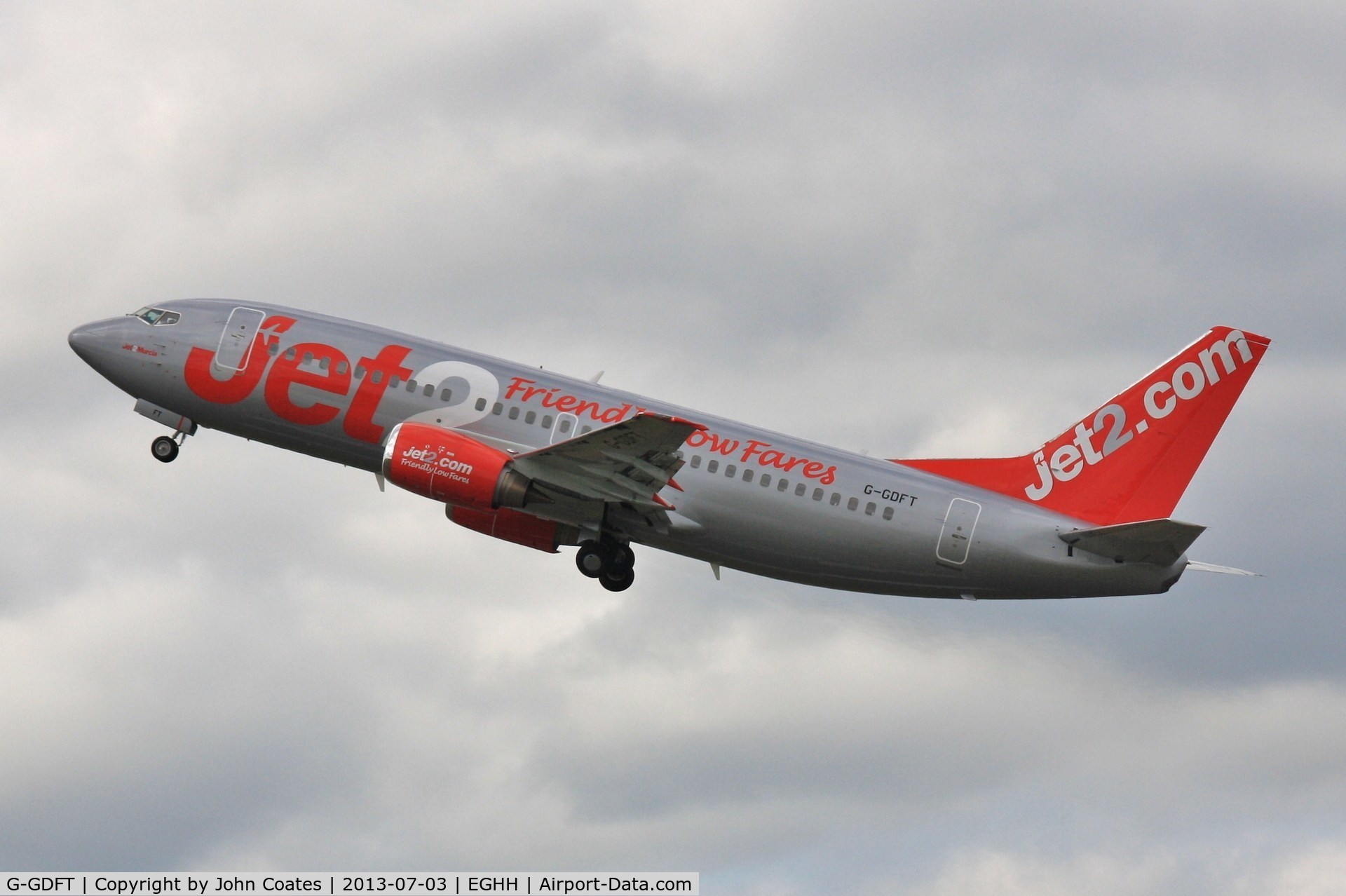 G-GDFT, 1998 Boeing 737-36Q C/N 29141, Departing to Leeds after respray to Jet 2 livery.