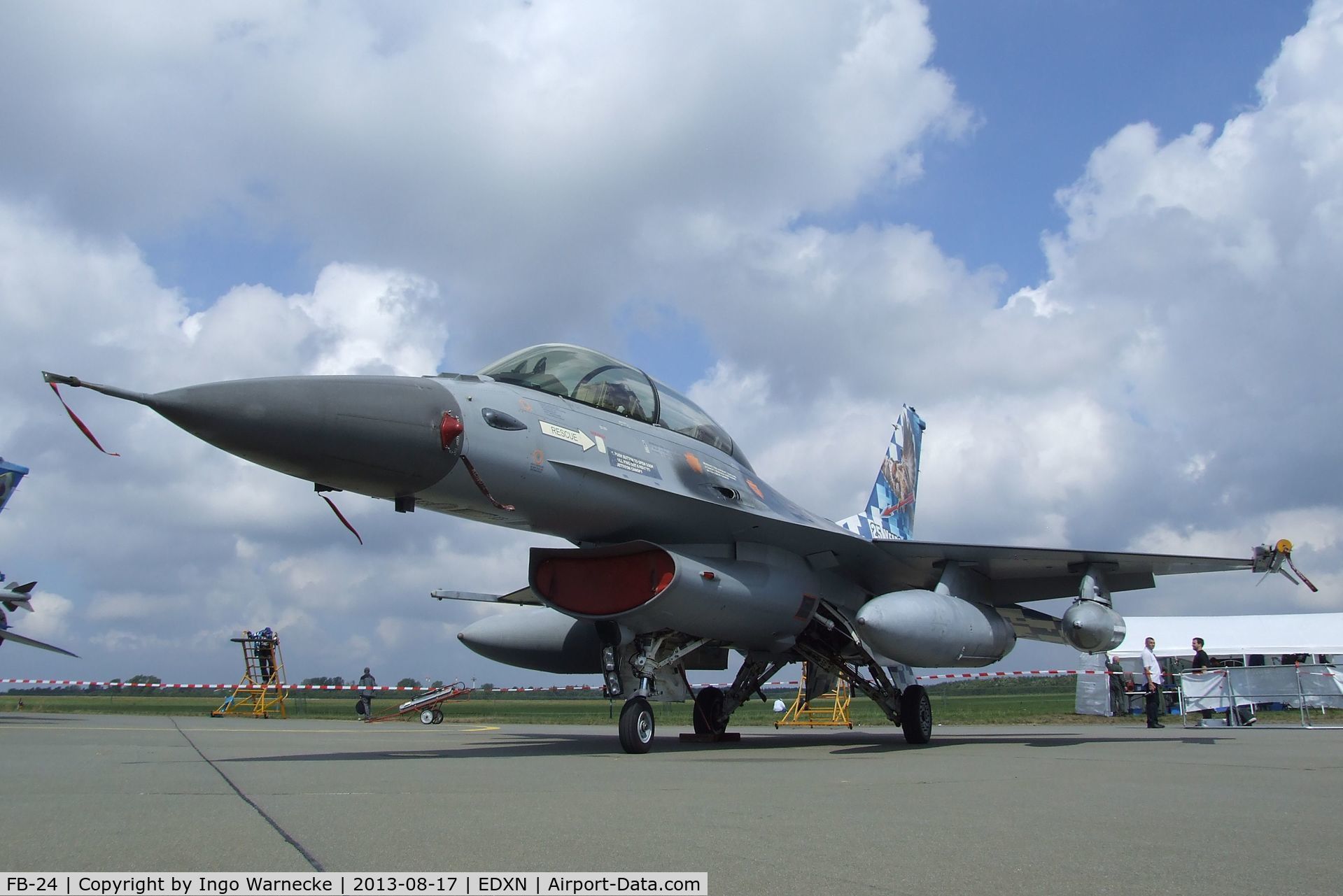 FB-24, General Dynamics F-16BM Fighting Falcon C/N 6J-24, General Dynamics (SABCA) F-16BM Fighting Falcon of the FAeB (Belgian Air Force) in '25 years OCU' special colours at the Spottersday of the Nordholz Airday 2013 celebrationg 100 Years of German Naval Aviation at Nordholz Naval Aviation Base