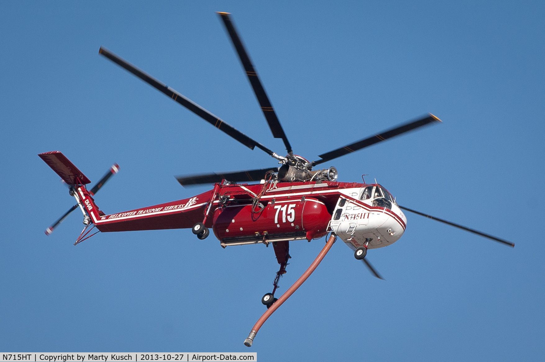 N715HT, 1969 Sikorsky CH-54B Tarhe C/N 64.077, Departing to fight a local forest fire.