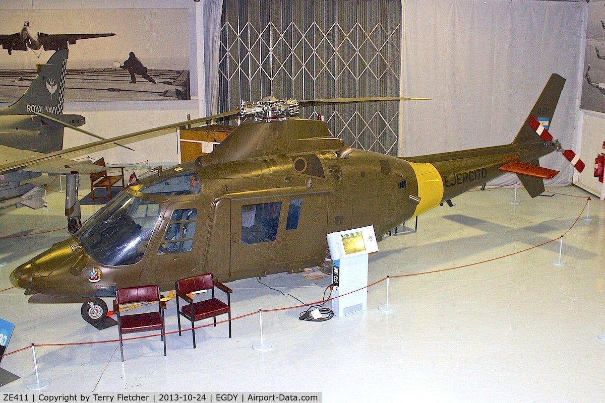 ZE411, Agusta A-109AM C/N 7138, Displayed at the Fleet Air Arm Museum at Yeovilton