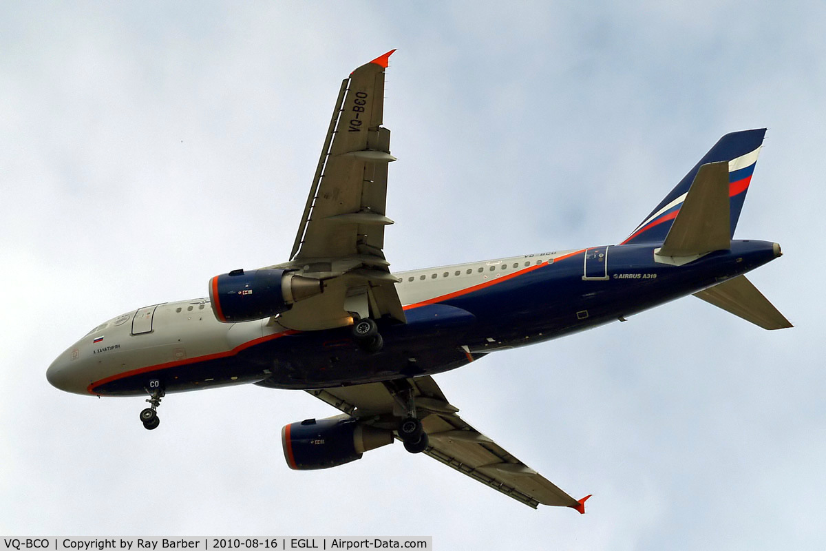 VQ-BCO, 2009 Airbus A319-111 C/N 3942, Airbus 319-111 [3942] (Aeroflot Russian Airlines) Home~G 16/08/2010. On approach 27R.