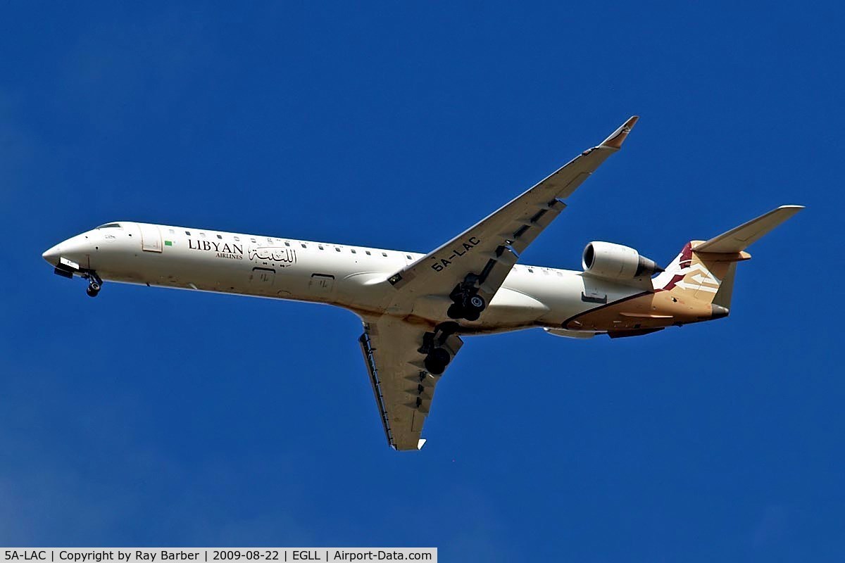 5A-LAC, 2007 Bombardier CRJ-900ER (CL-600-2D24) C/N 15122, Canadair CRJ-900 [15122] (Libyan Airlines) Home~G 22/08/2009