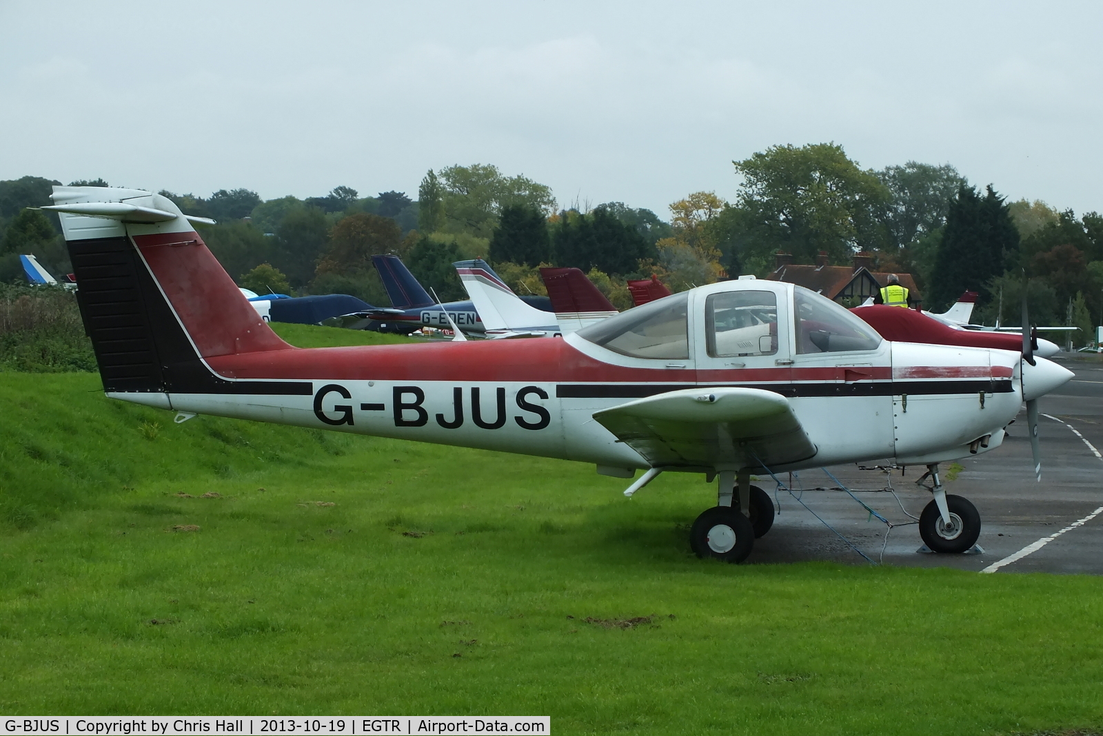 G-BJUS, 1980 Piper PA-38-112 Tomahawk Tomahawk C/N 38-80A0065, parked at Elstree