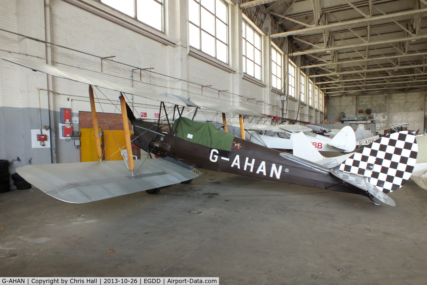 G-AHAN, 1944 De Havilland DH-82A Tiger Moth II C/N 86553, hangared at Bicester