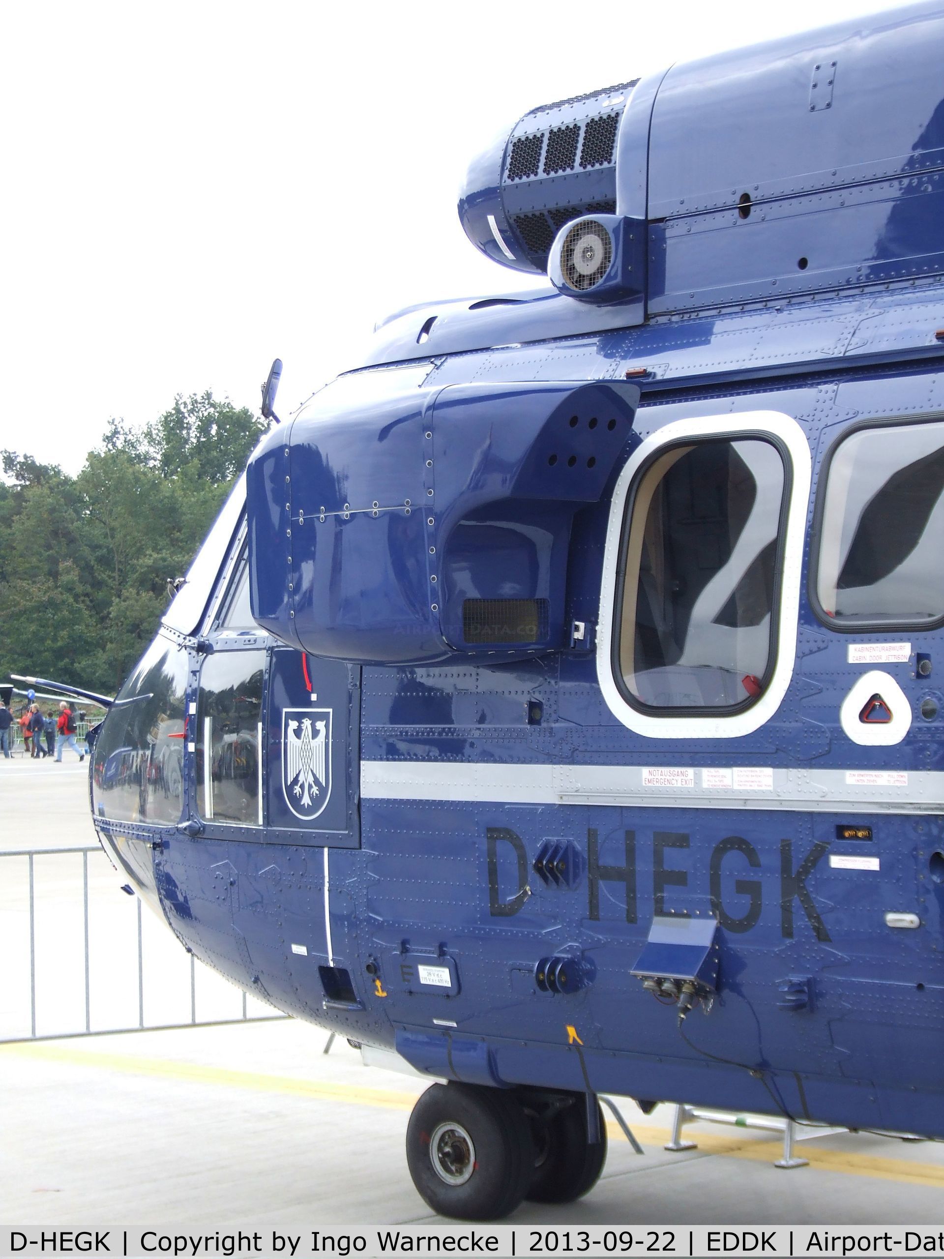 D-HEGK, 2009 Aerospatiale AS-332L-1 Super Puma C/N 2720, Aerospatiale AS.332L1 Super Puma of the German federal police (Bundespolizei) at the DLR 2013 air and space day on the side of Cologne airport