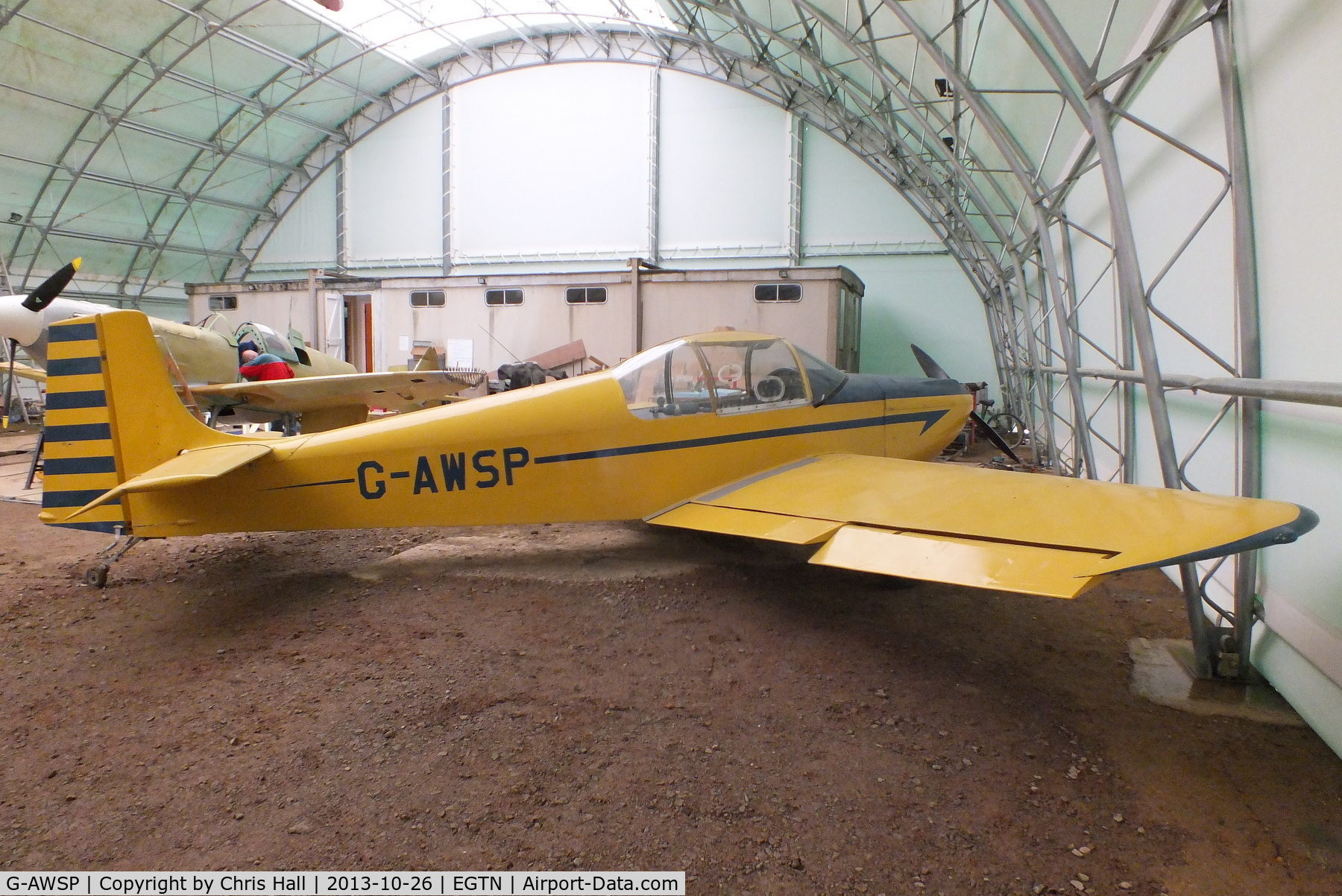 G-AWSP, 1969 Druine D.62B Condor C/N RAE/634, inside the Enstone Flying Clubs new hangar