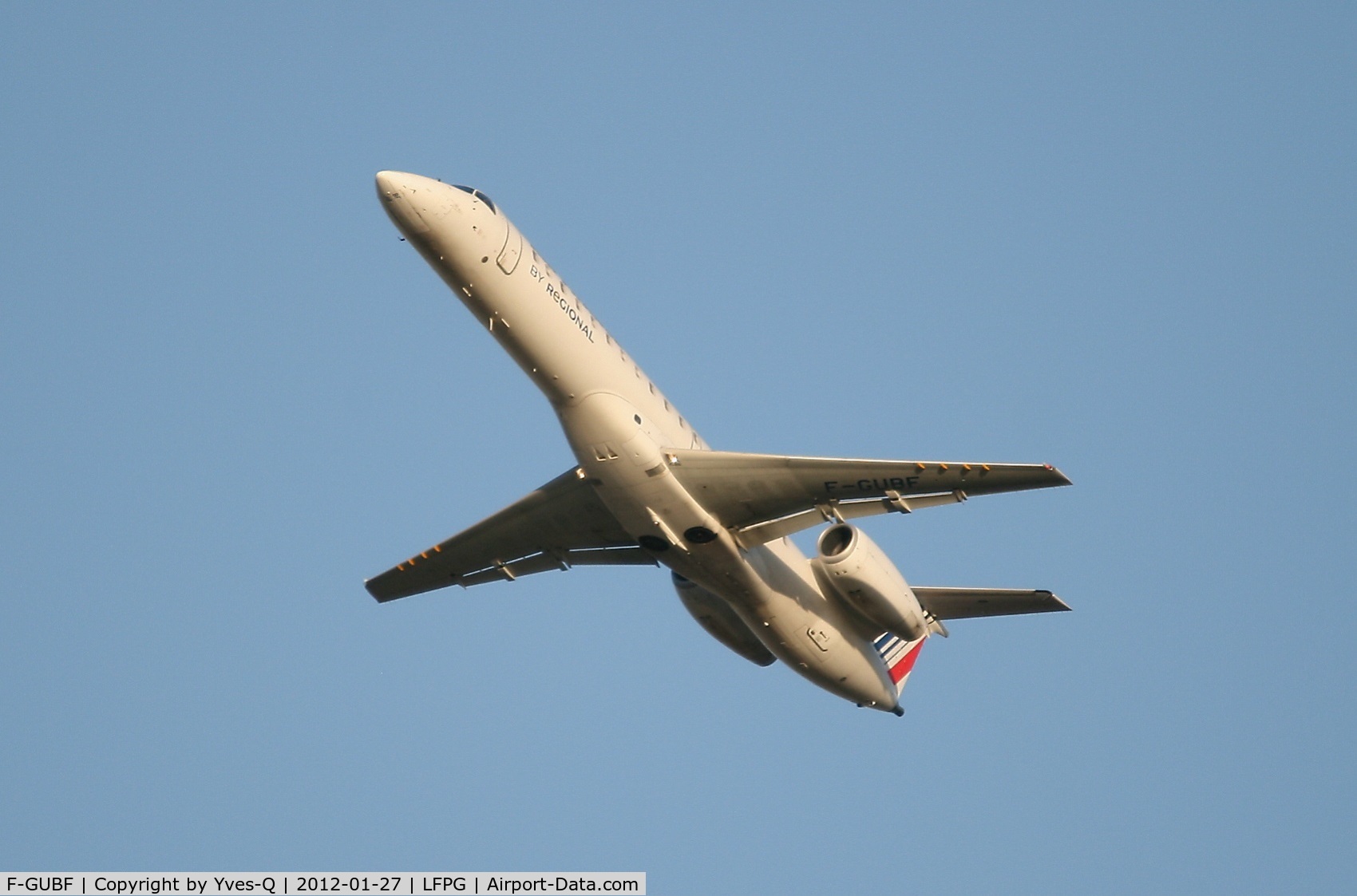 F-GUBF, 2002 Embraer EMB-145MP (ERJ-145MP) C/N 145669, Embraer 145MP takes off Rwy 09L, Roissy Charles De Gaulle (LFPG - CDG)