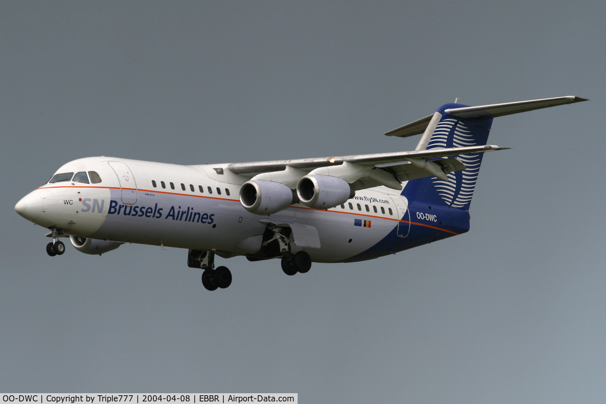 OO-DWC, 1998 British Aerospace Avro 146-RJ100 C/N E3322, SN Brussels Airlines