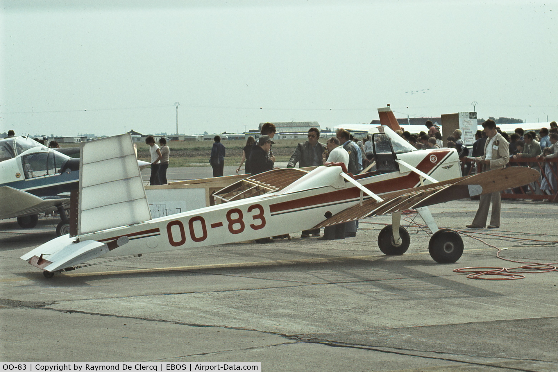 OO-83, Evans VP-2 Volksplane C/N 3730, Ostend Airport,mid-seventies.