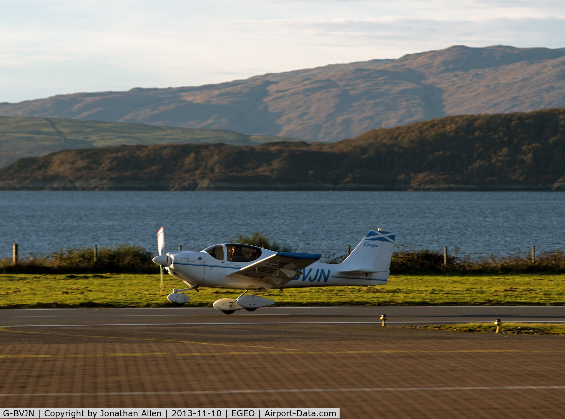 G-BVJN, 1995 Europa Tri-Gear C/N PFA 247-12666, About to take-off from Oban Airport.