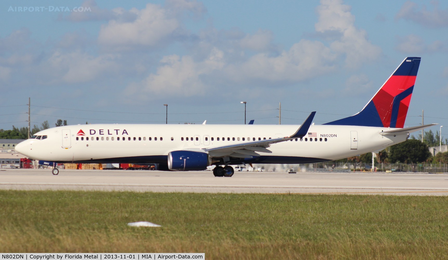 N802DN, 2013 Boeing 737-932/ER C/N 31917, First day of revenue service.  Brand new Delta 737-900 returning to DTW from MIA