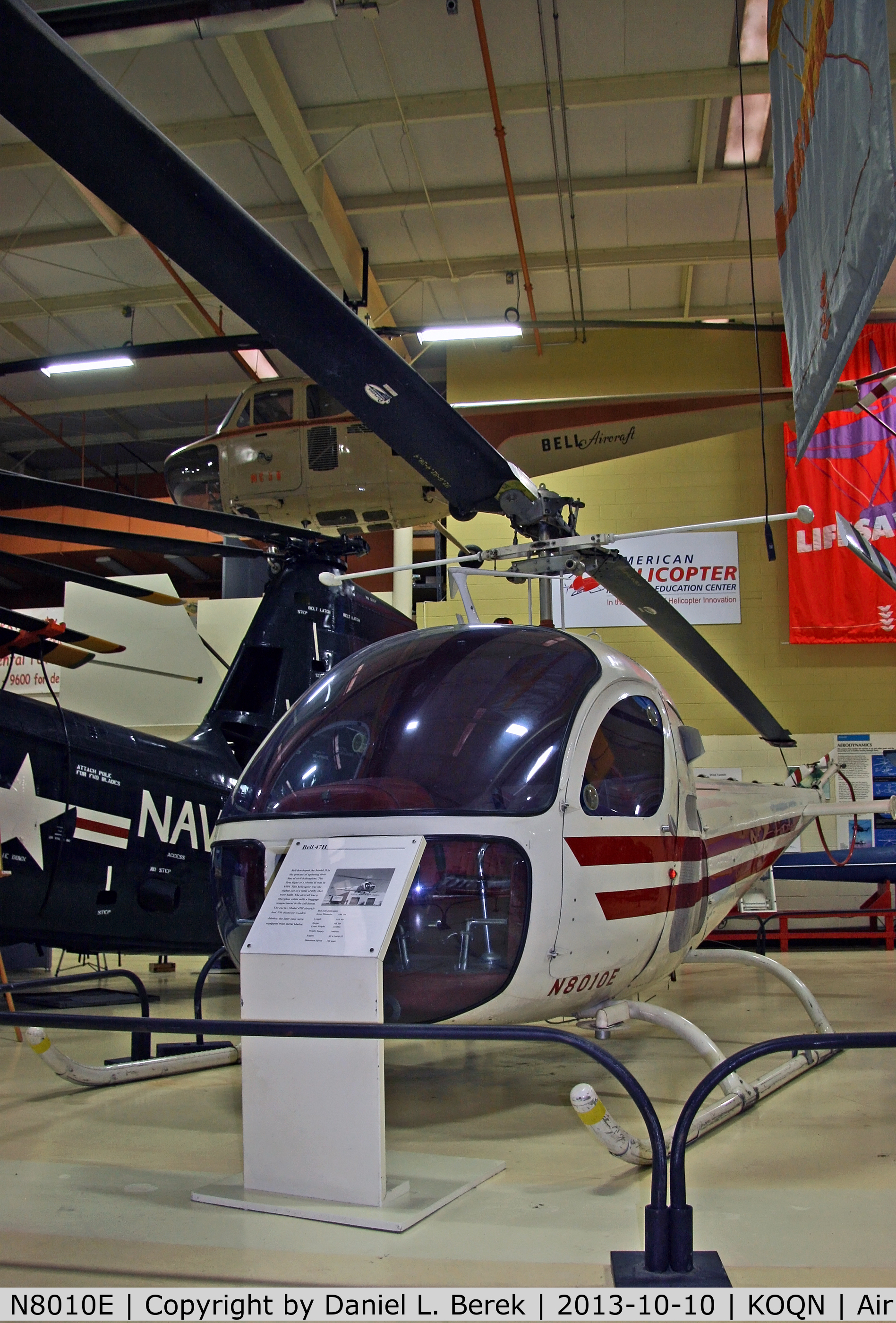 N8010E, 1947 Bell 47H-1 C/N 1355, This beautiful classic is on display at the American Helicopter Museum.
