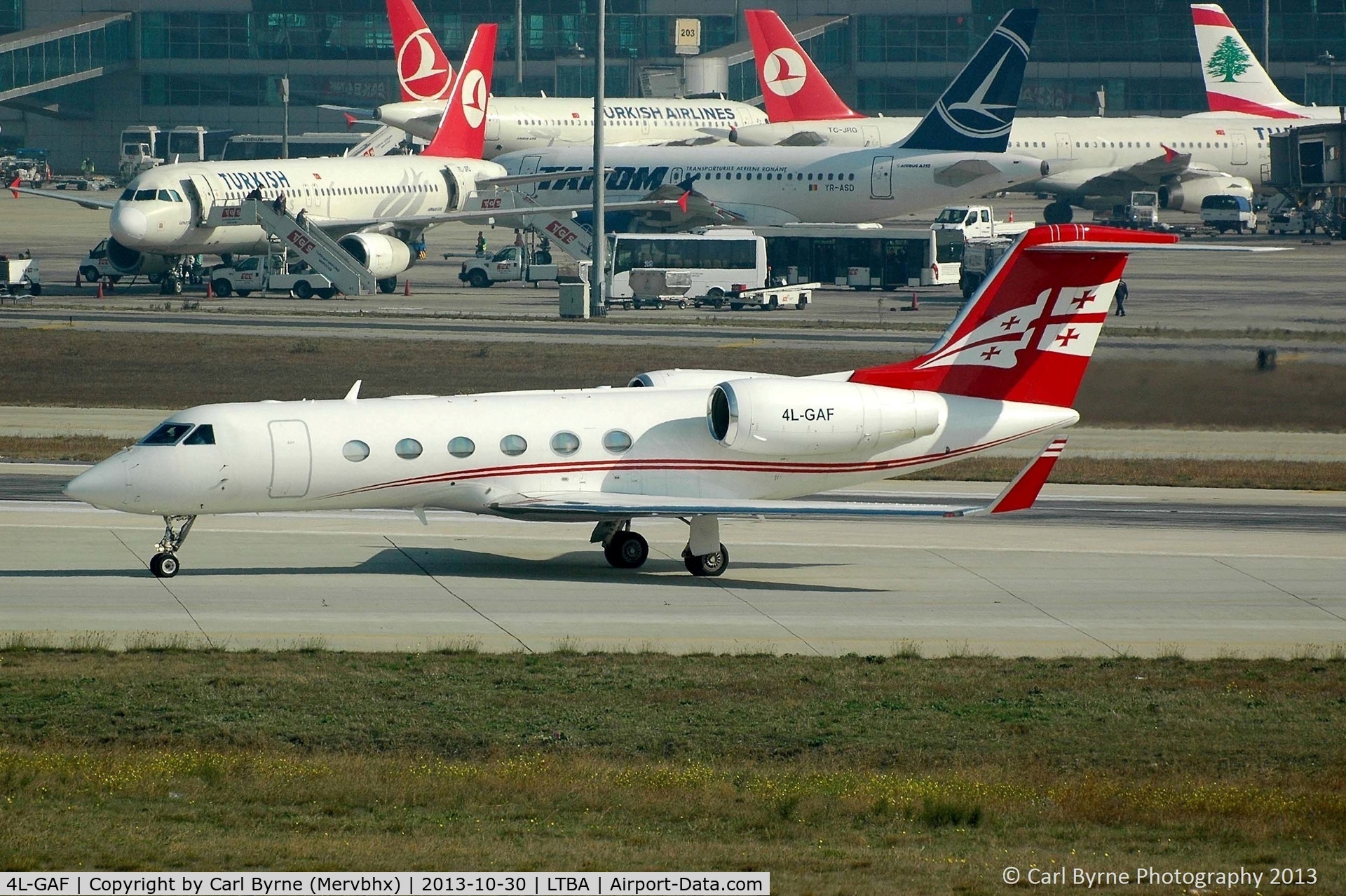 4L-GAF, 2007 Gulfstream Aerospace GIV-X (G450) C/N 4106, Taken from the Fly Inn Shopping Mall.