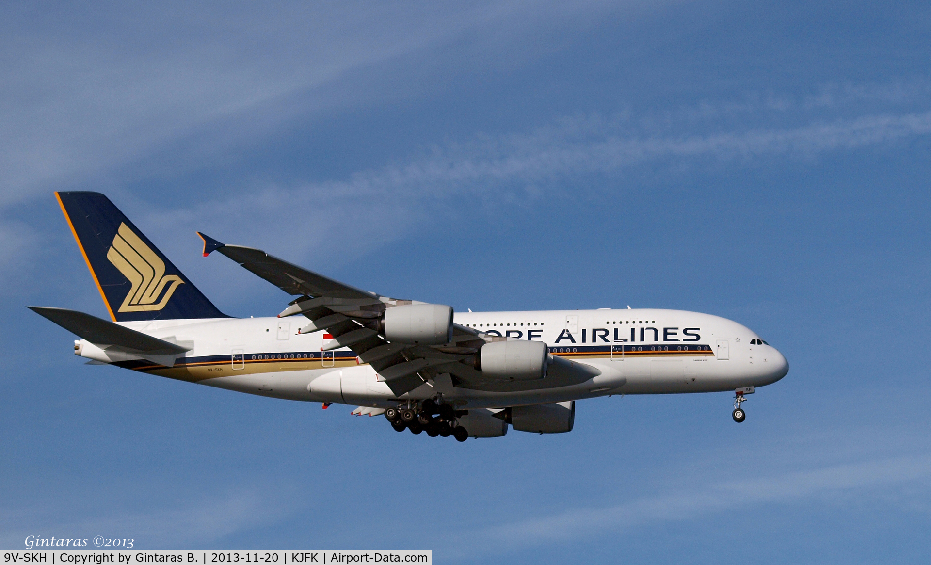 9V-SKH, 2008 Airbus A380-841 C/N 021, Going To A Landing on 4R, JFK