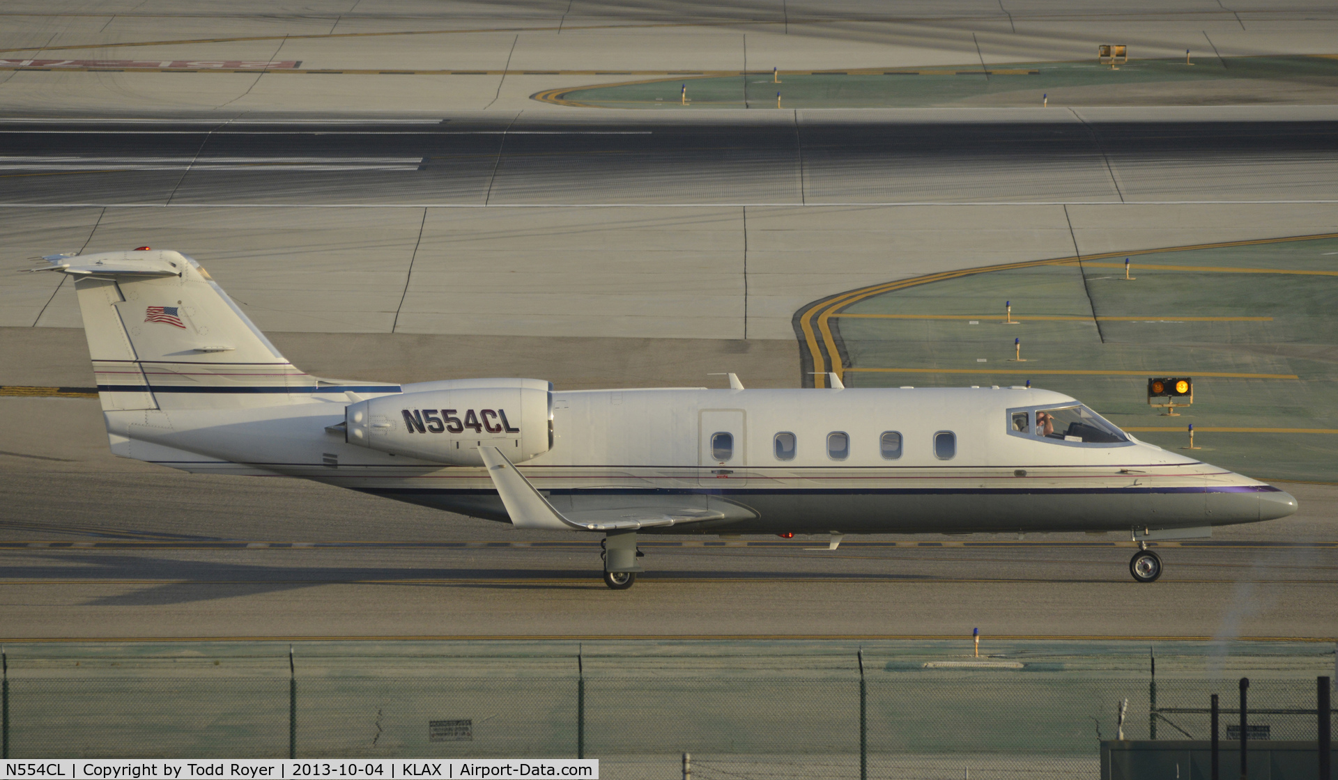 N554CL, 1982 Gates Learjet 55 C/N 040, Taxiing to parking at LAX