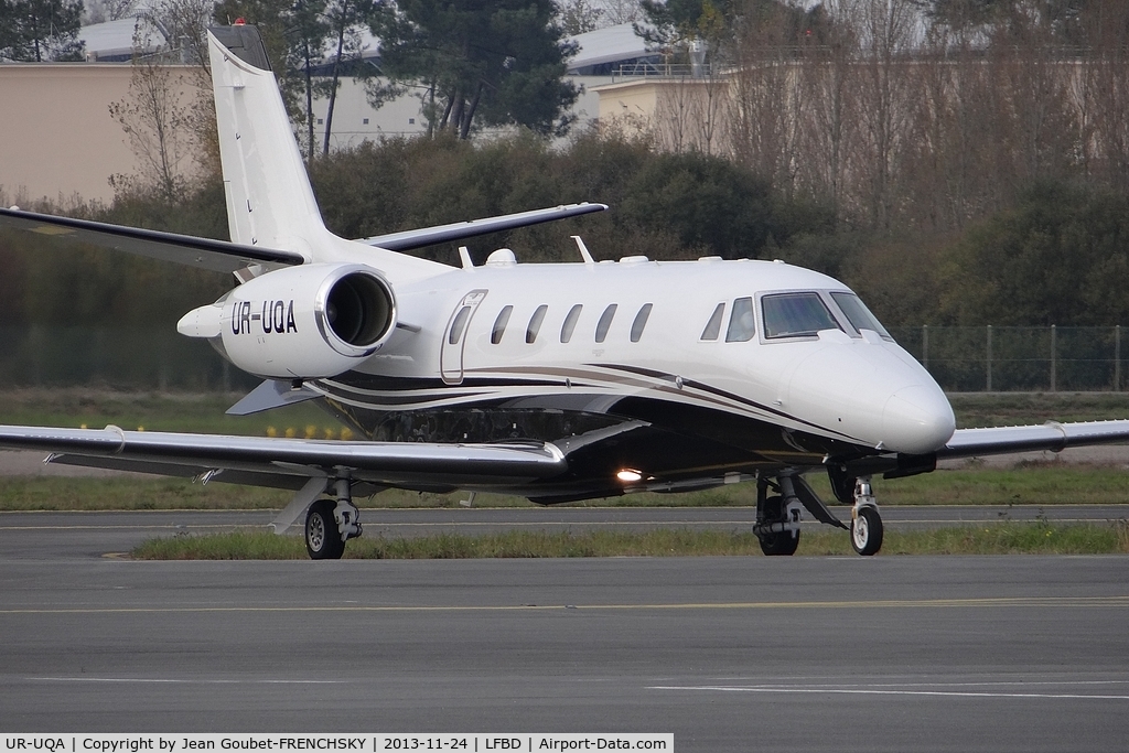 UR-UQA, 2013 Cessna 560XL Citation Excel C/N 560-6140, departure parking Kilo to runway and take off 05