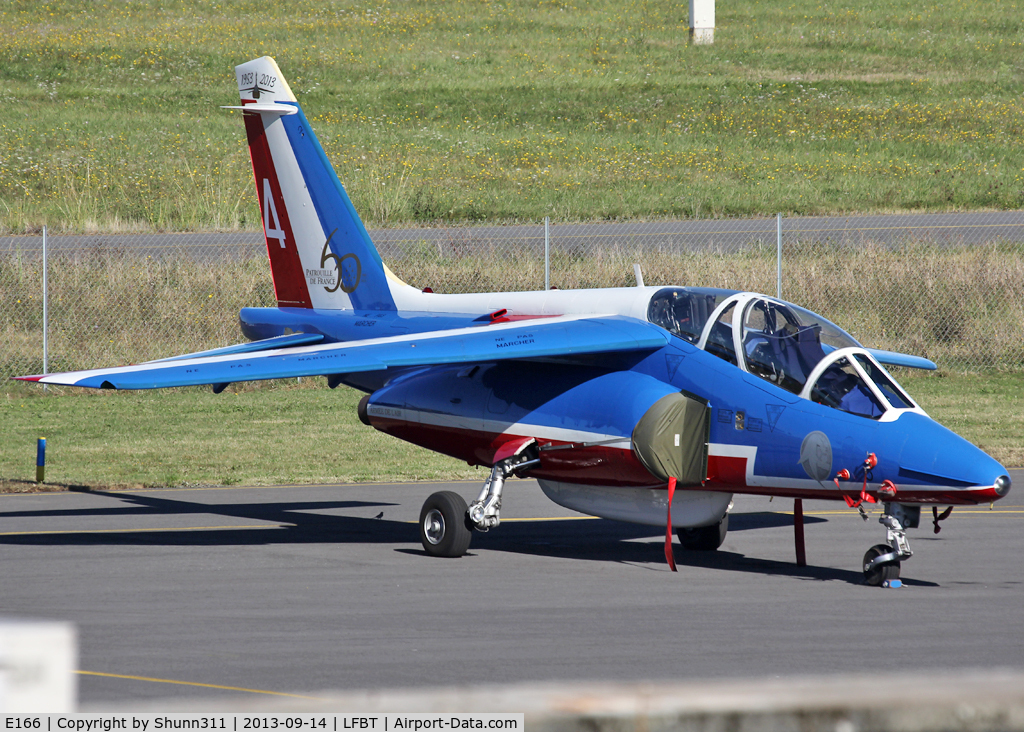 E166, Dassault-Dornier Alpha Jet E C/N E166, Parked at the General Aviation area with additional 60th anniversary patch...