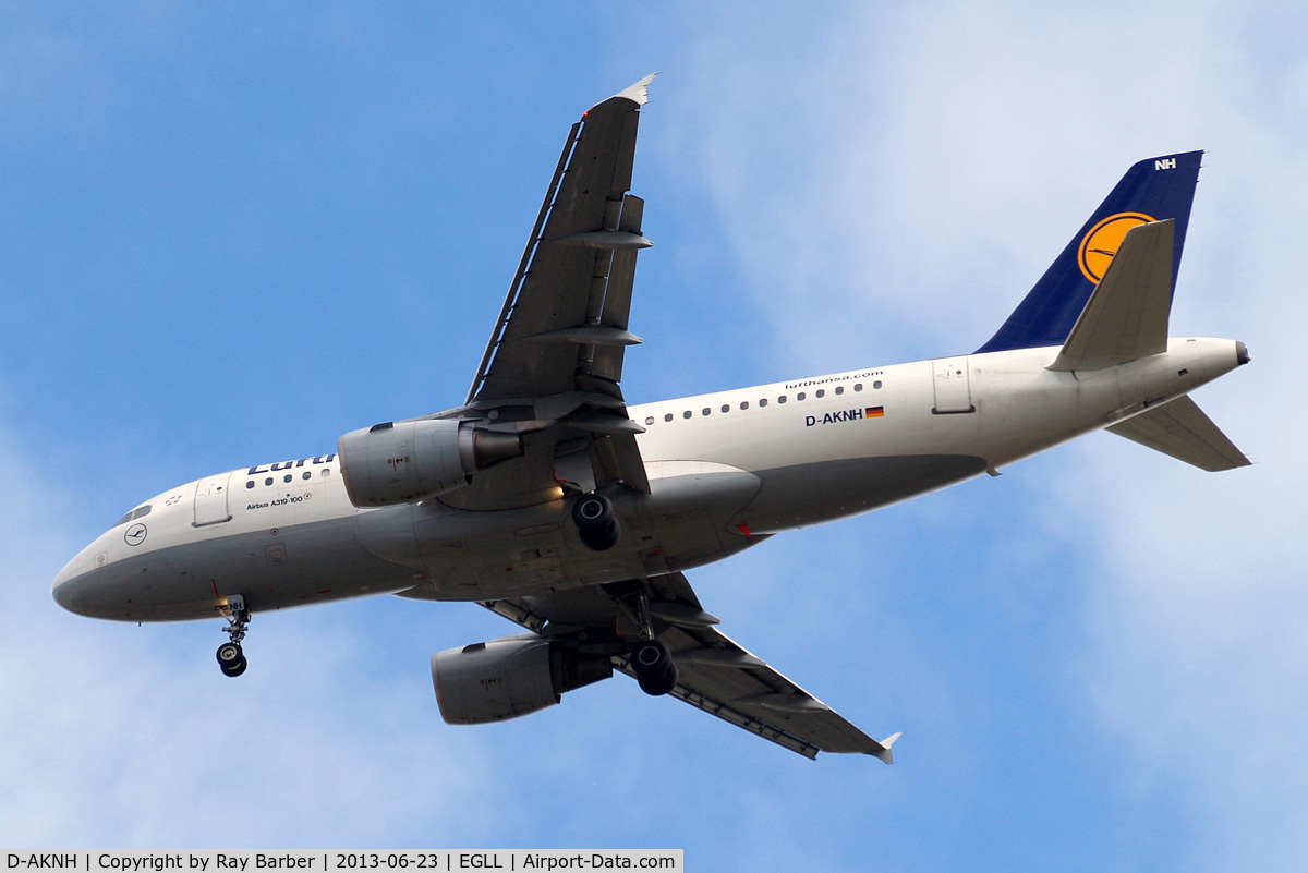 D-AKNH, 1998 Airbus A319-112 C/N 794, Airbus A319-112 [0794] (Lufthansa) Home~G 23/06/2013. On approach 27R.