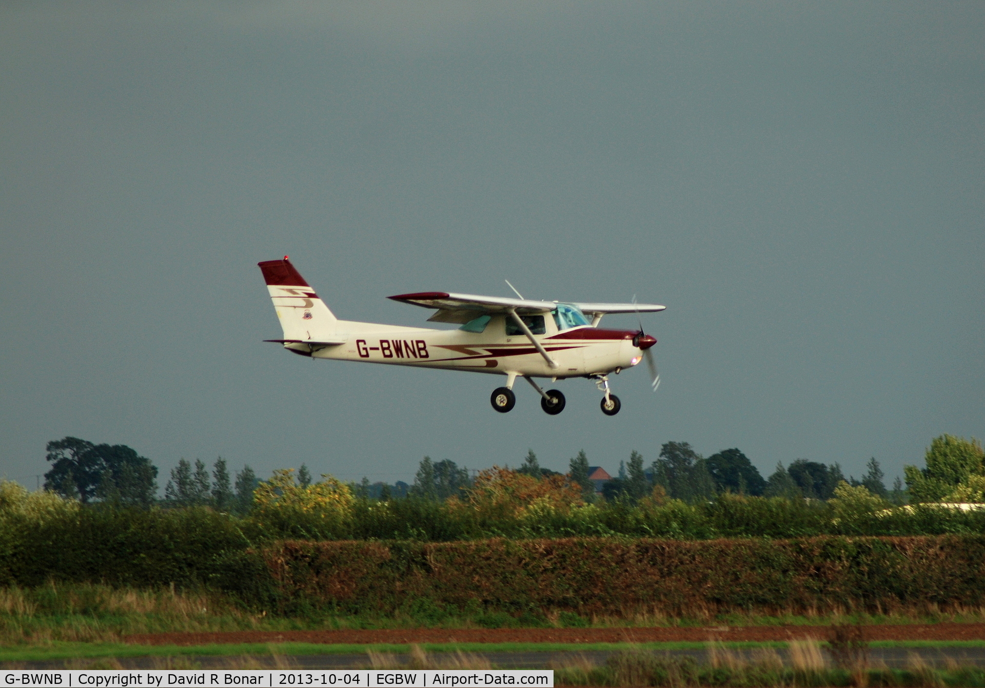 G-BWNB, 1978 Cessna 152 C/N 152-80051, Crossing the fence ahead of a Thunderstorm