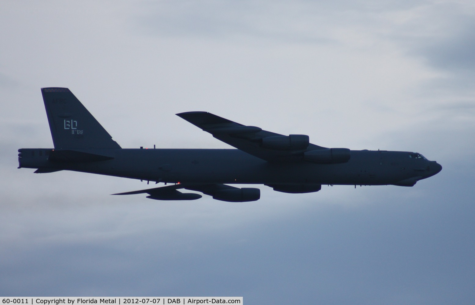 60-0011, 1960 Boeing B-52H Stratofortress C/N 464376, B-52H flying over the Coke Zero 400 at Daytona