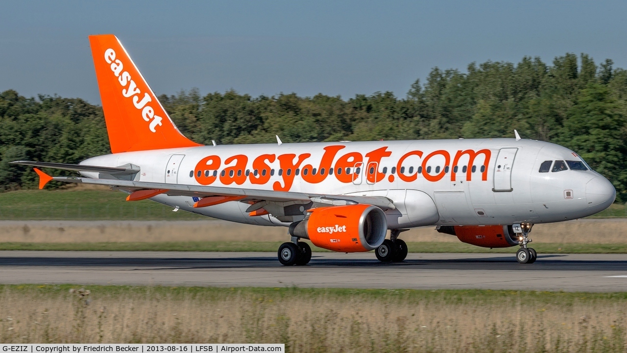 G-EZIZ, 2005 Airbus A319-111 C/N 2646, departure from Basel