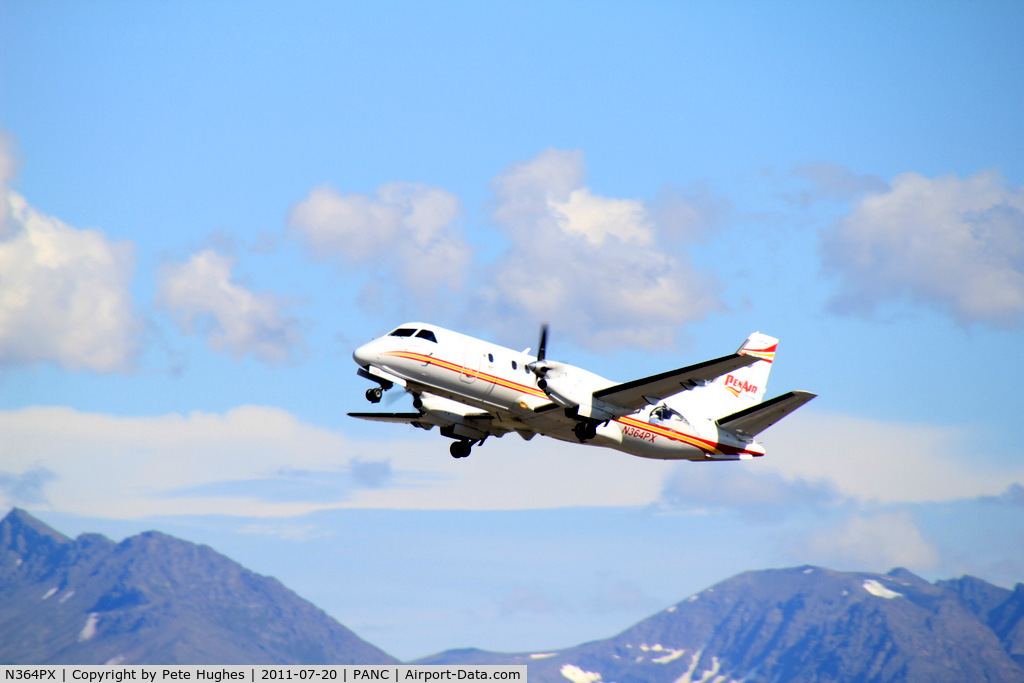 N364PX, 1991 Saab 340B C/N 340B-262, N364PX departing Anchorage AK 20 July 2011