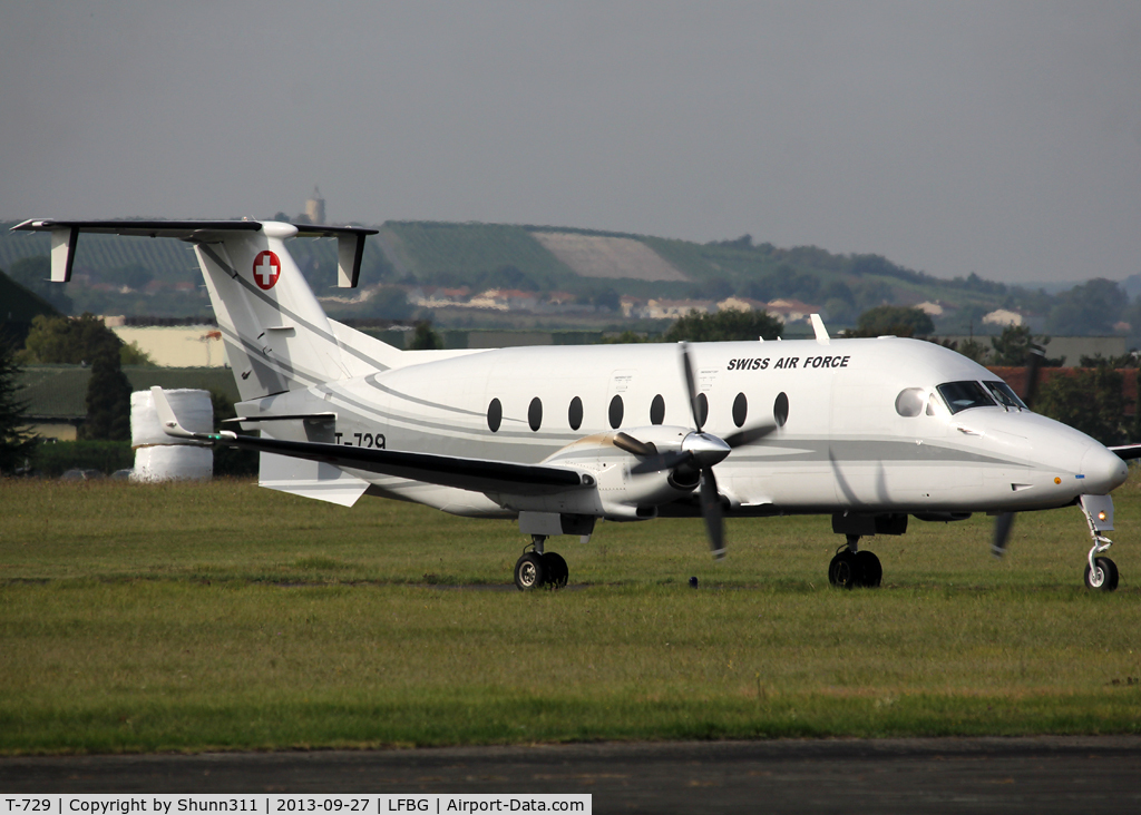 T-729, 1997 Beech 1900D C/N UE-288, Arriving from flight for logistic to Swiss Air Force Pilatus Team during Cognac AFB Spotter Day 2013