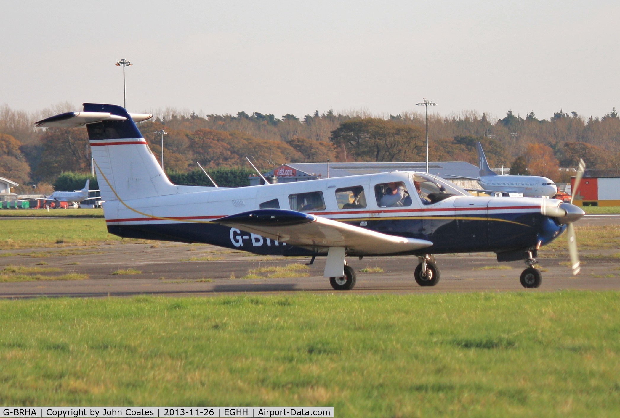 G-BRHA, 1978 Piper PA-32RT-300 Lance II C/N 32R-7985076, About to enter 08 to depart