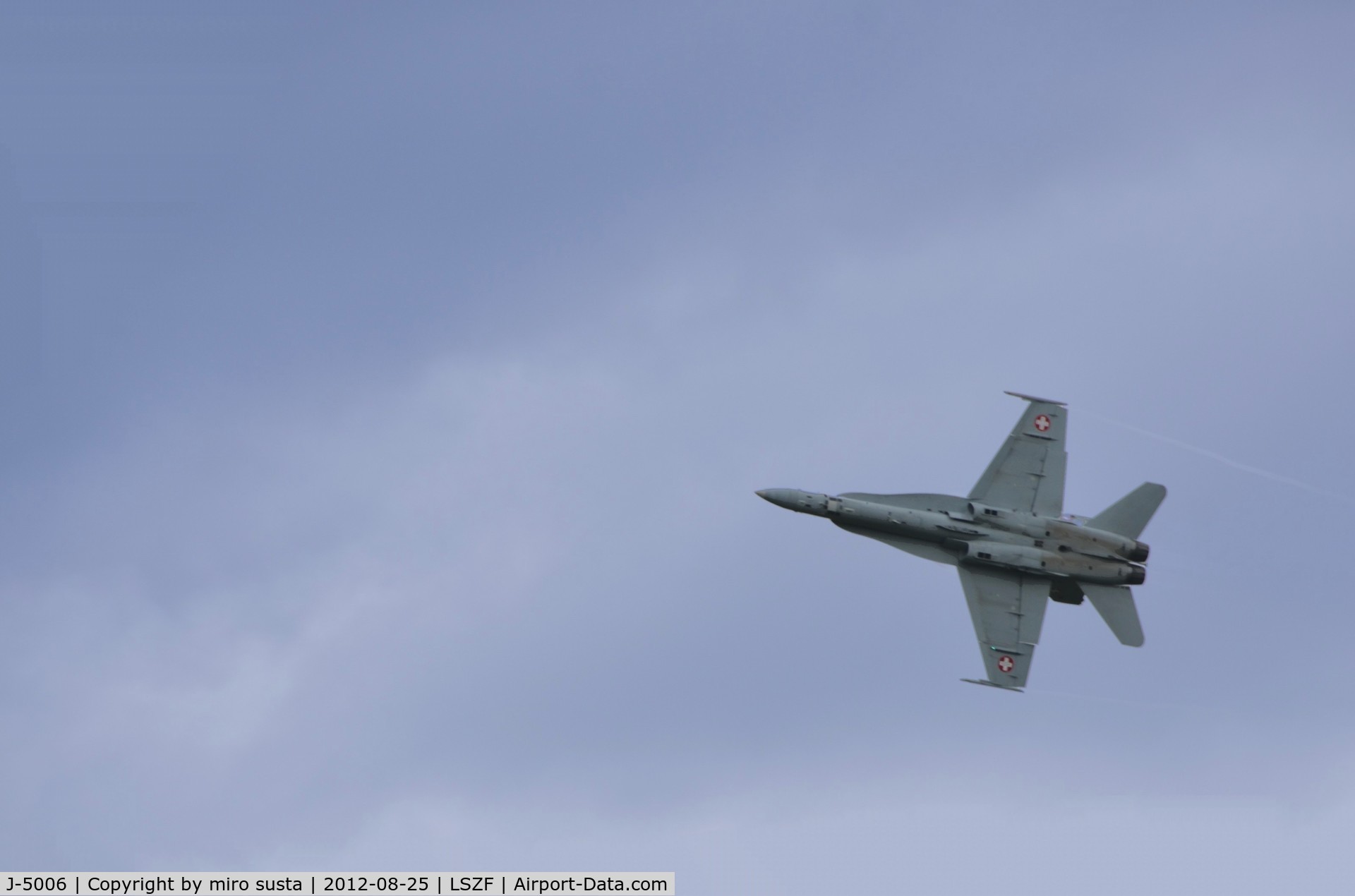 J-5006, McDonnell Douglas F/A-18C Hornet C/N 1329, Swiss Army McDonnell Douglas Hornet Jet over  Birrfeld Airfield in Switzerland during airs-how.