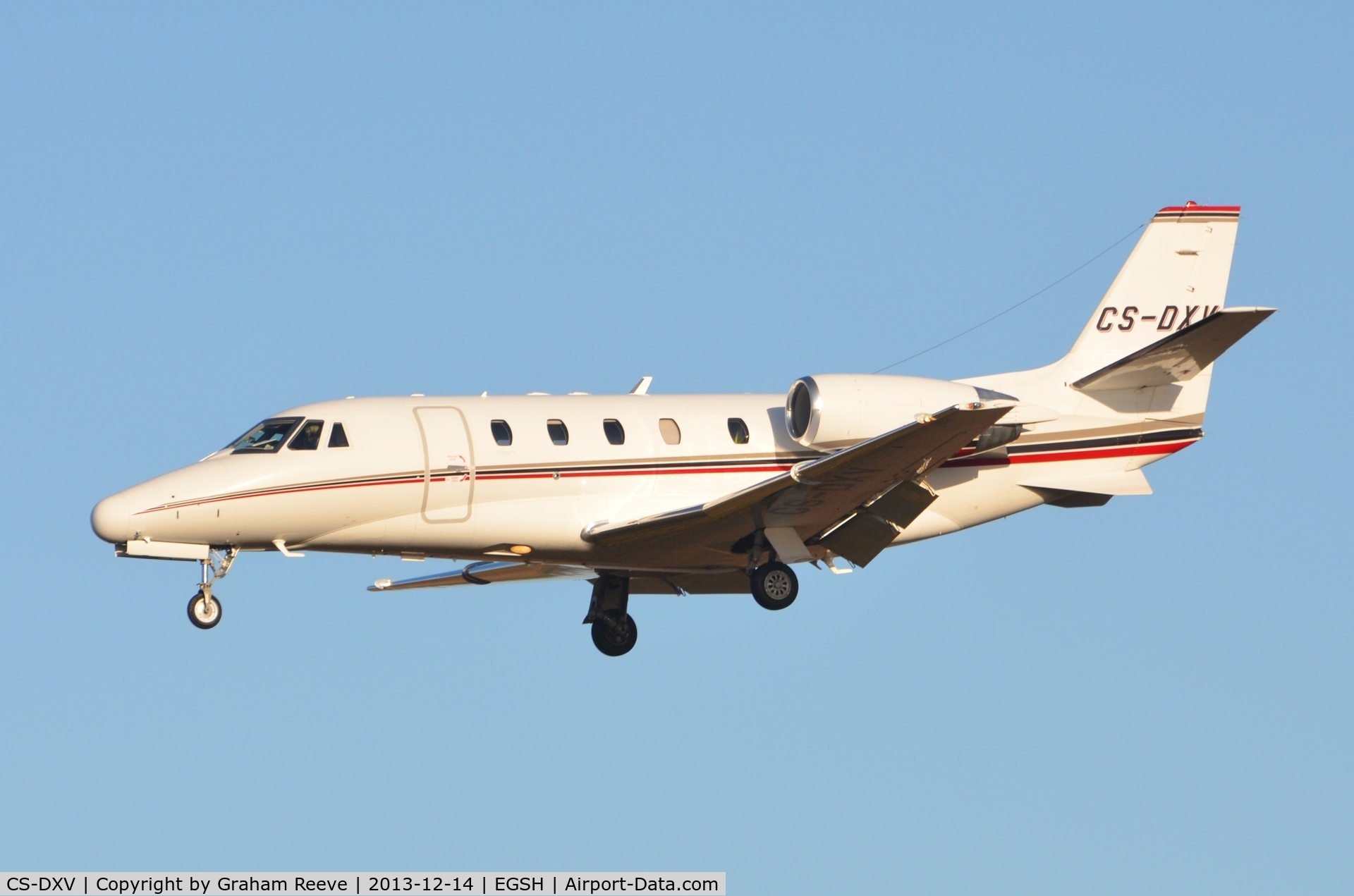 CS-DXV, 2008 Cessna 560 Citation XLS C/N 560-5782, About to land at Norwich.