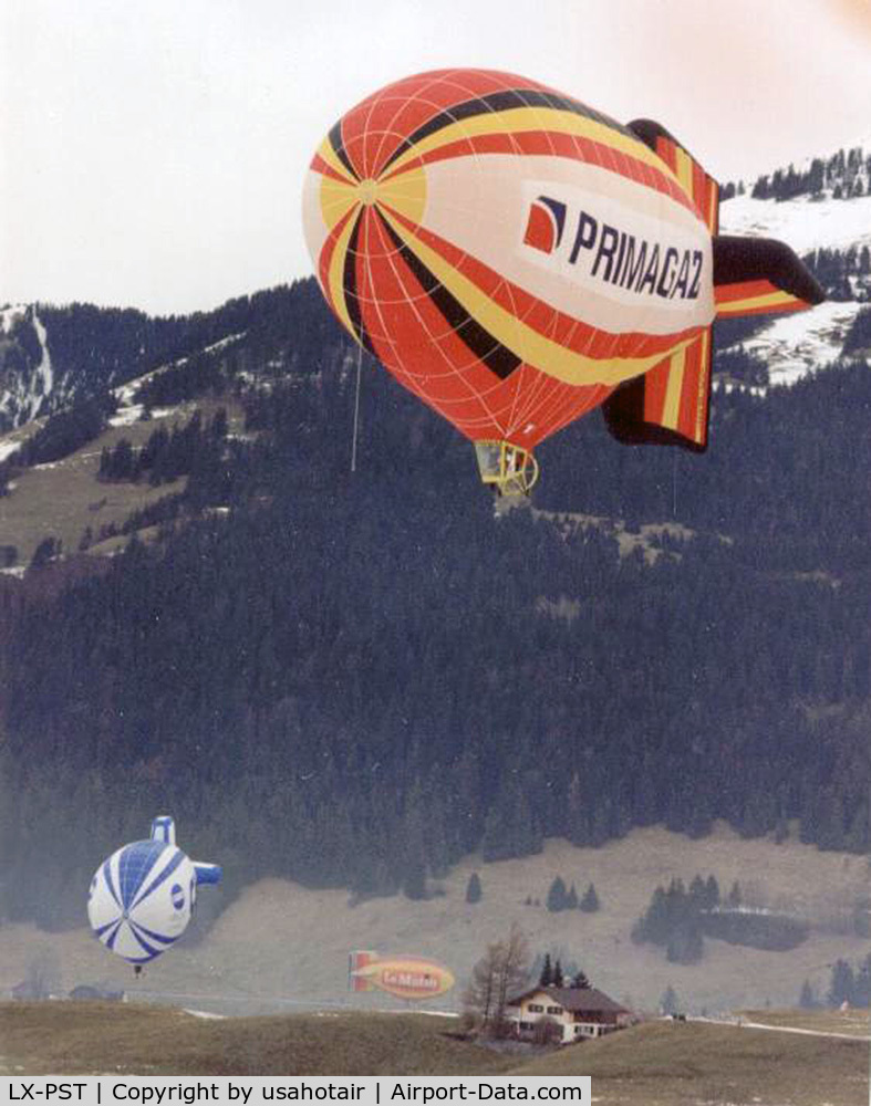 LX-PST, Cameron Balloons DP-80 C/N 2611, LX-PST flying in Chateau D'Oex, Switzerland, circa early 1990's.