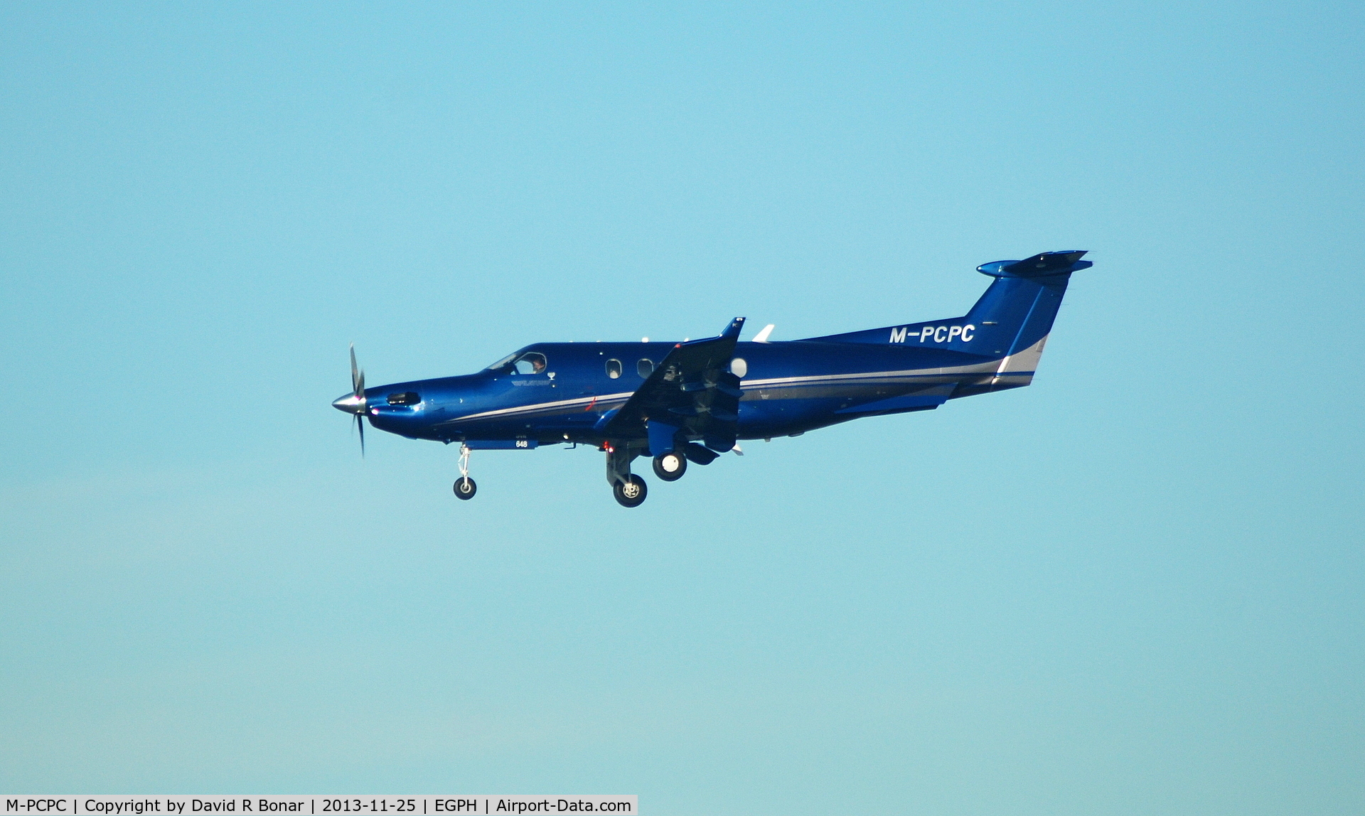 M-PCPC, 2012 Pilatus PC-12/45 C/N 648, short finals at Edinburgh