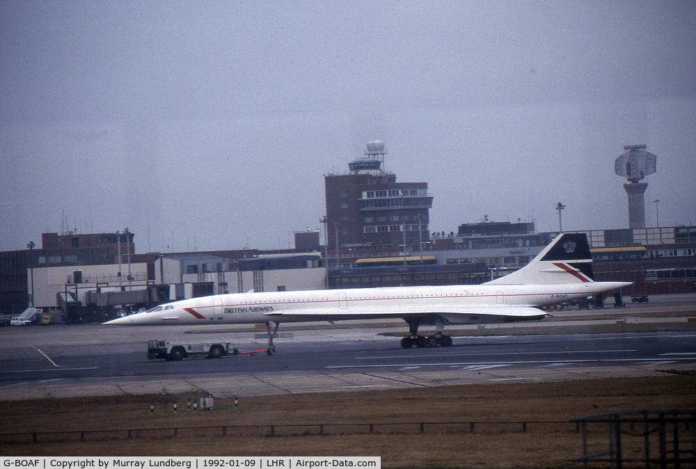 G-BOAF, 1979 Aerospatiale-BAC Concorde 1-102 C/N 100-016, Heathrow, January 1992.