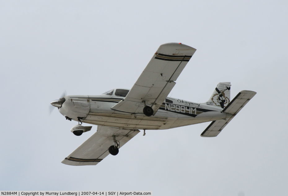 N2884M, 1977 Piper PA-32-300 Cherokee Six C/N 32-7840058, Taking off from Skagway, Alaska.