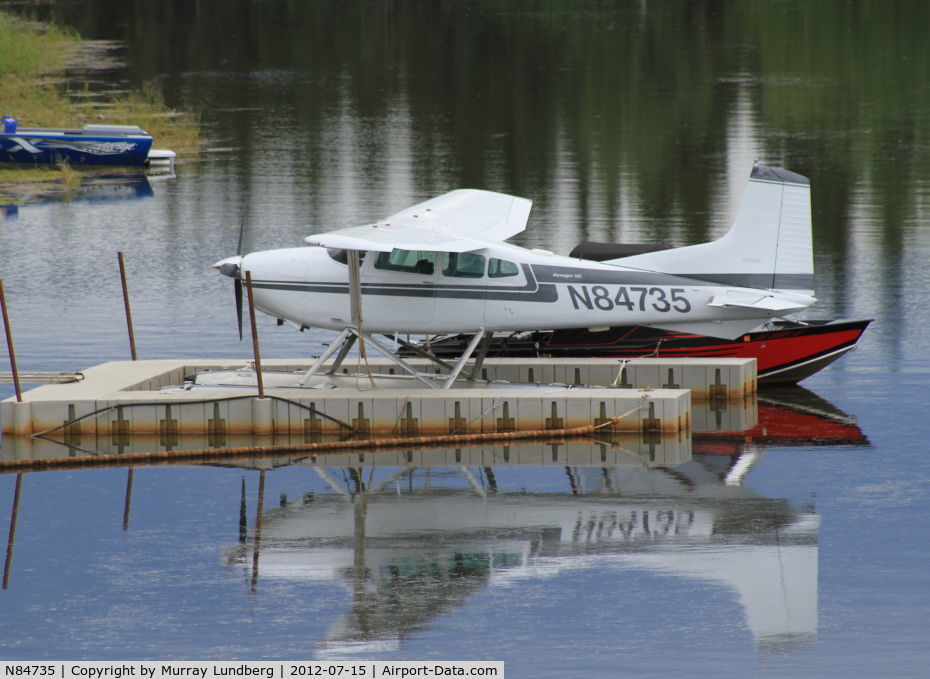 N84735, 1976 Cessna A185F Skywagon 185 C/N 18503152, Moored on the Chena River in Fairbanks, Alaska.
