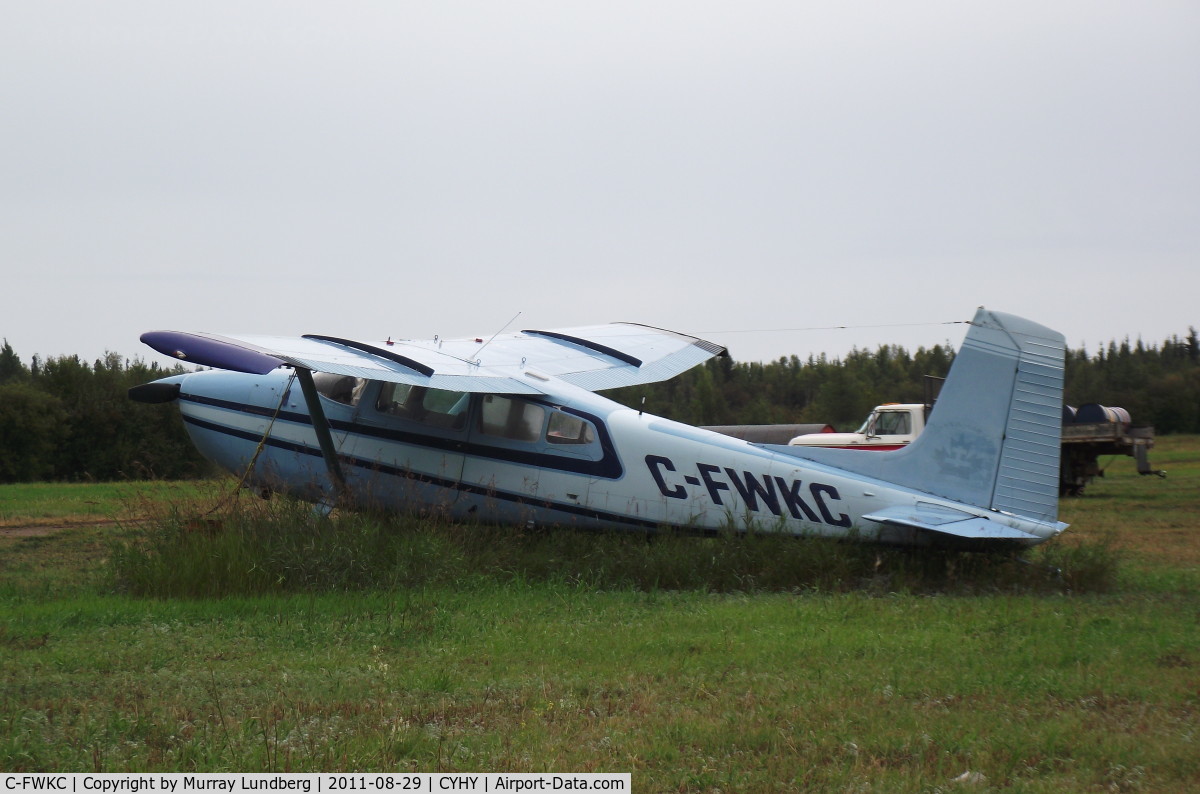 C-FWKC, 1967 Cessna 180H Skywagon C/N 18051881, Parked at Hay River, NWT