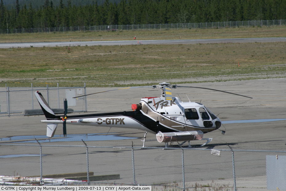 C-GTPK, 1986 Aerospatiale AS-350B-2 Ecureuil C/N 1984, On the ramp at Whitehorse, Yukon.
