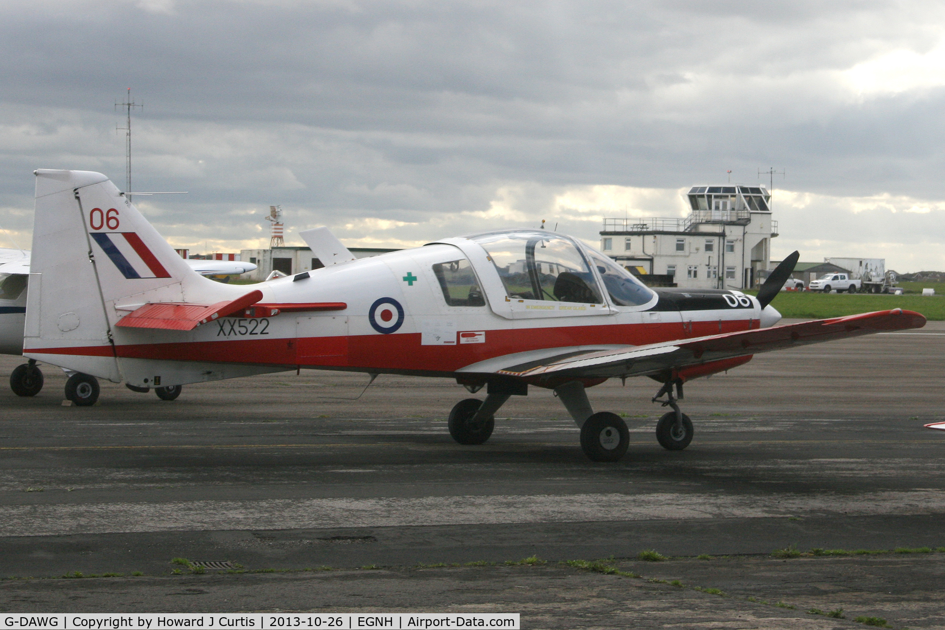 G-DAWG, 1973 Scottish Aviation Bulldog T.1 C/N BH120/208, XX522/06. Privately owned, a resident here.
