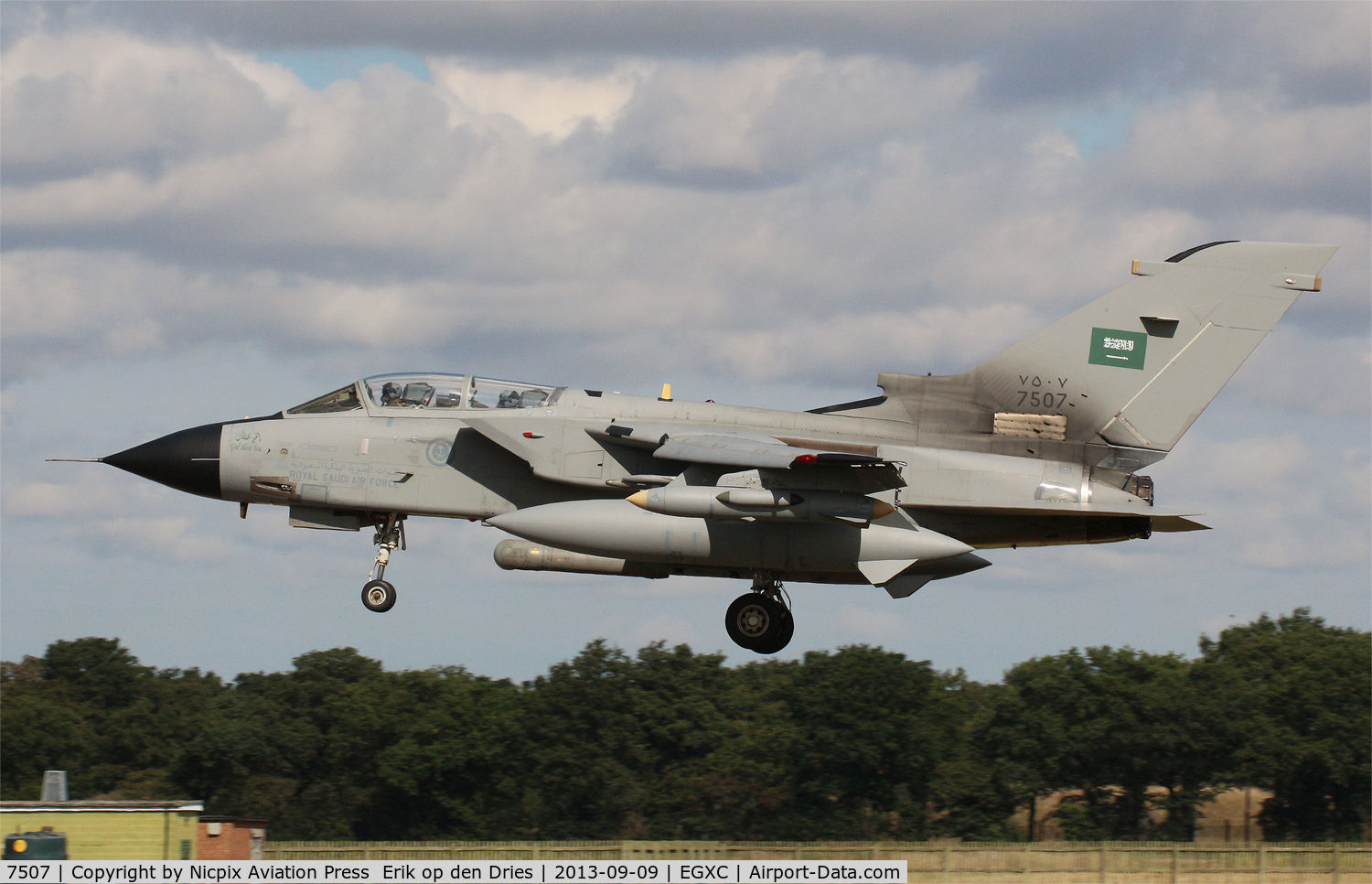 7507, 1997 Panavia Tornado IDS C/N 949/CS044/3490, 7507 seen here upon recovery into RAF Coningsby.