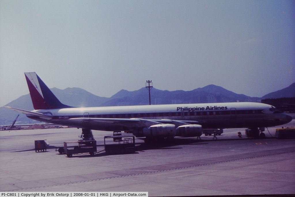 PI-C801, 1962 Douglas DC-8-53 C/N 45608, Now re-reg to RP-C801. Picture taken at Kai Tak