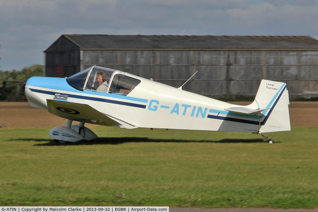 G-ATIN, 1956 SAN Jodel D-117 C/N 437, SAN Jodel D-117 at The Real Aeroplane Club's Helicopter Fly-In, Breighton Airfield, September 2013.