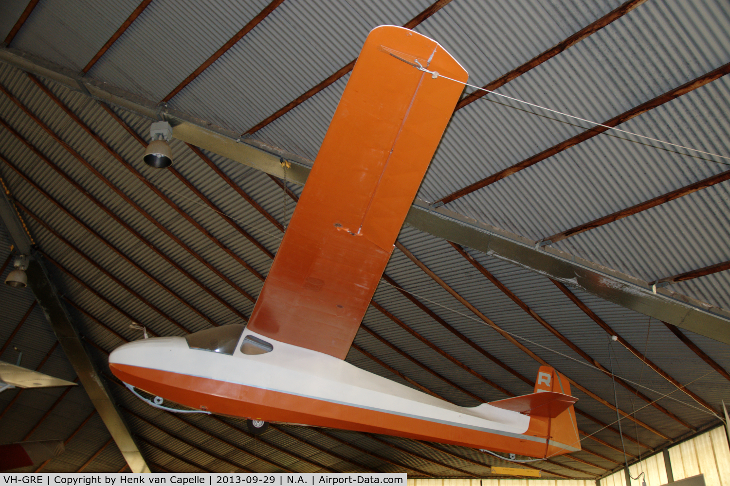 VH-GRE, 1960 Edmund Schneider Limited ES-57 Kingfisher III C/N 42, Kingfisher glider in the RAAFA AViation Heritage Museum in Bull Creek, Western Australia.