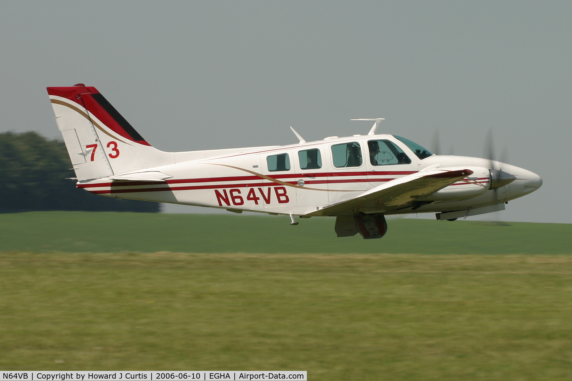 N64VB, 1973 Beech 58 Baron C/N TH-305, Race number 73, at the Dorset Air Races. Gear up, Baron down!