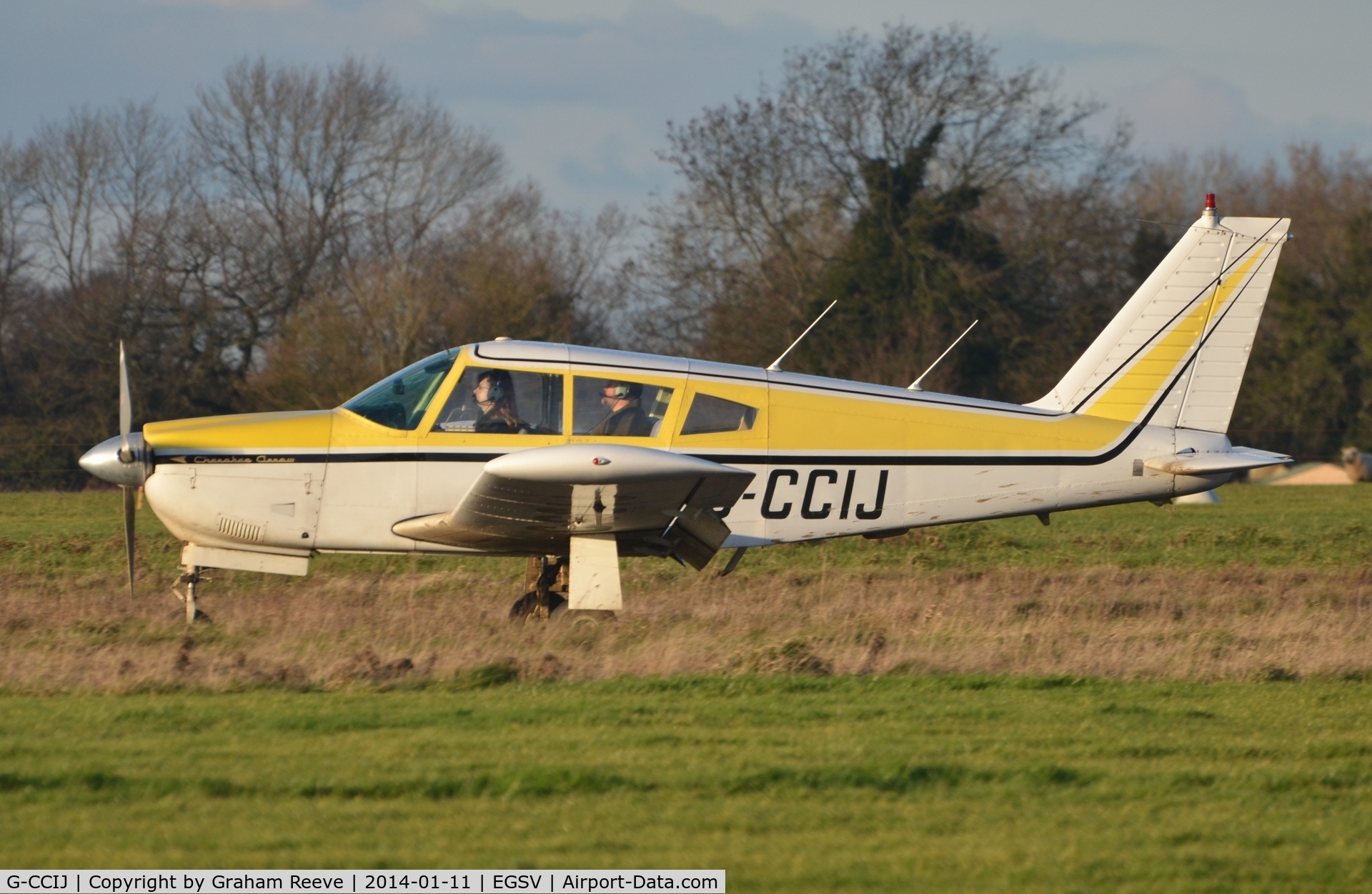 G-CCIJ, 1968 Piper PA-28R-180 Cherokee Arrow C/N 28R-30873, Just landed.