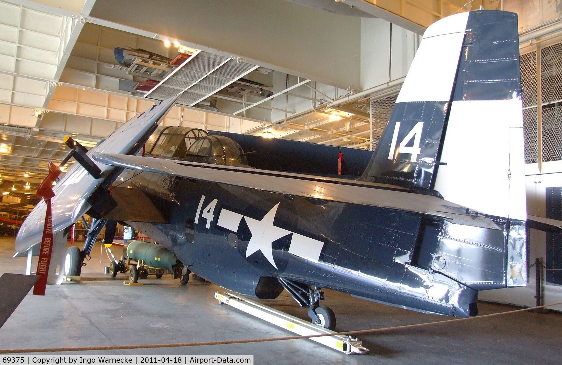 69375, 1958 General Motors TBM-3 Avenger C/N Not found (USN69375), Grumman (General Motors) TBM-3 Avenger at the USS Hornet Museum, Alameda CA