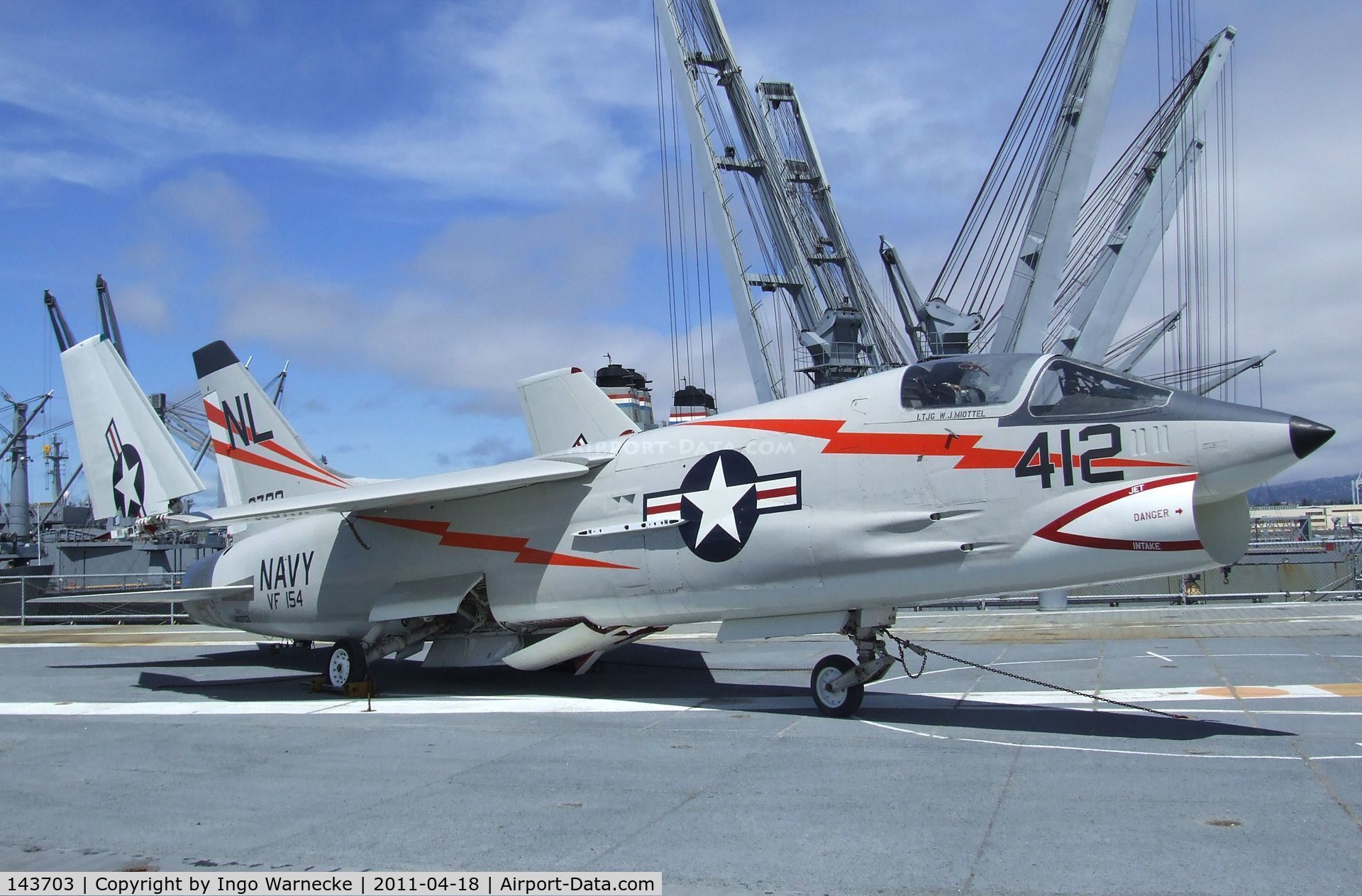 143703, Vought F-8A Crusader C/N Not found 143703, Vought F-8A Crusader at the USS Hornet Museum, Alameda CA