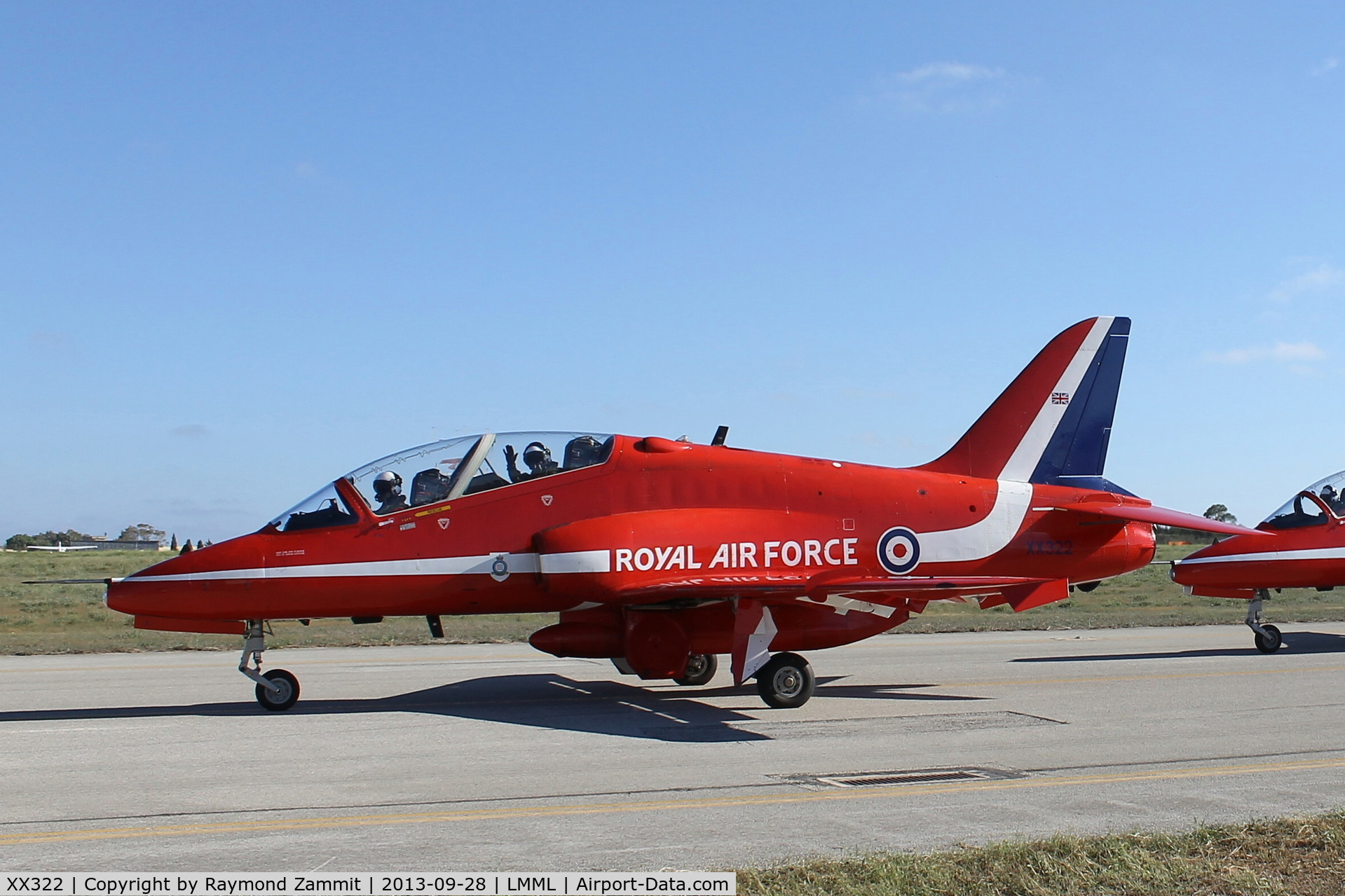 XX322, 1980 Hawker Siddeley Hawk T.1A C/N 165/312147, Hawk XX322 Red Arrows RAF Malta 27Sep13